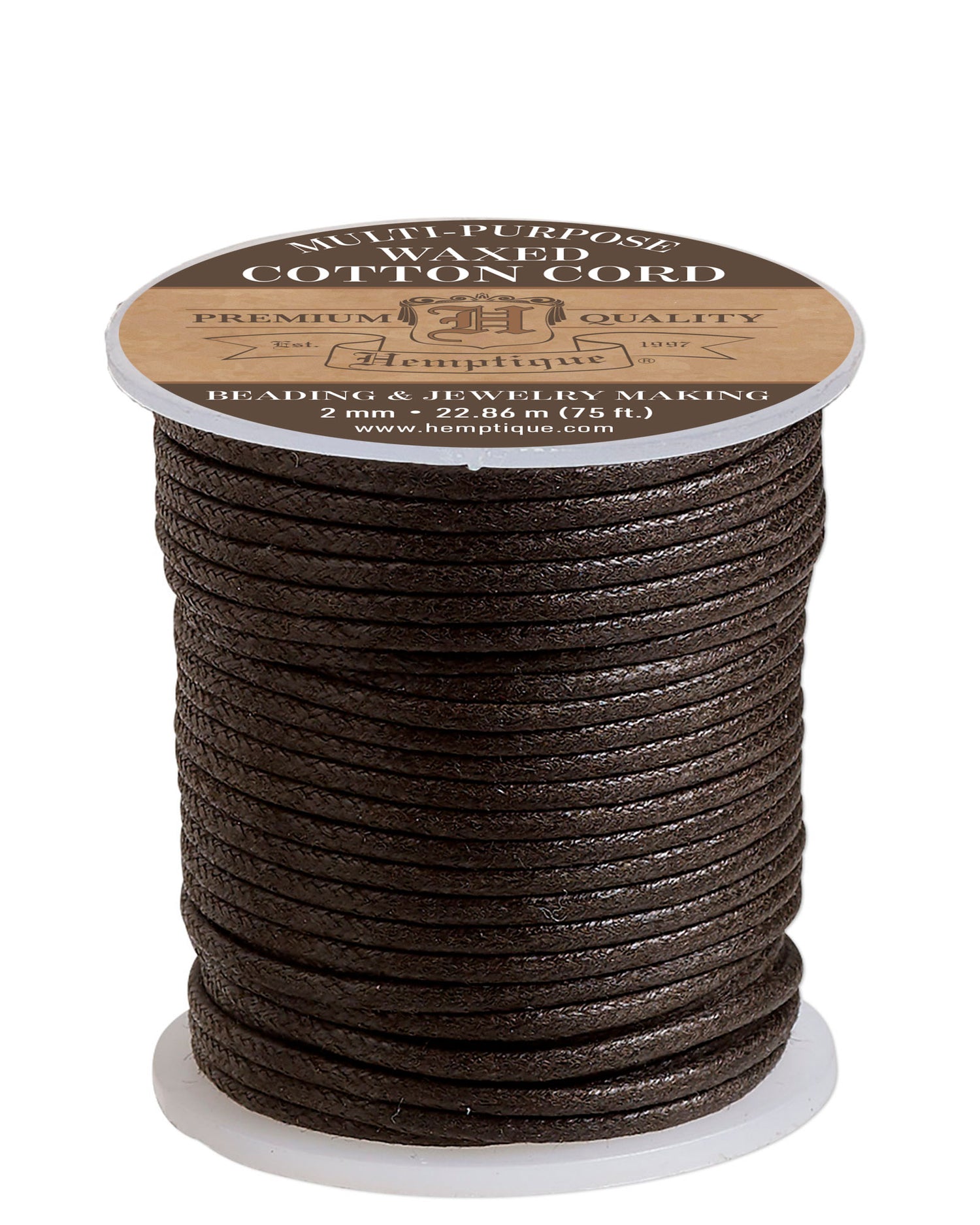 2mm Waxed Cotton Cord Brown