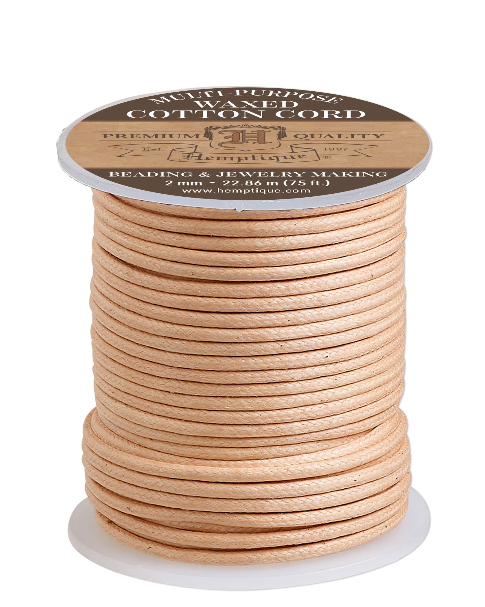 2mm Waxed Cotton Cord Natural