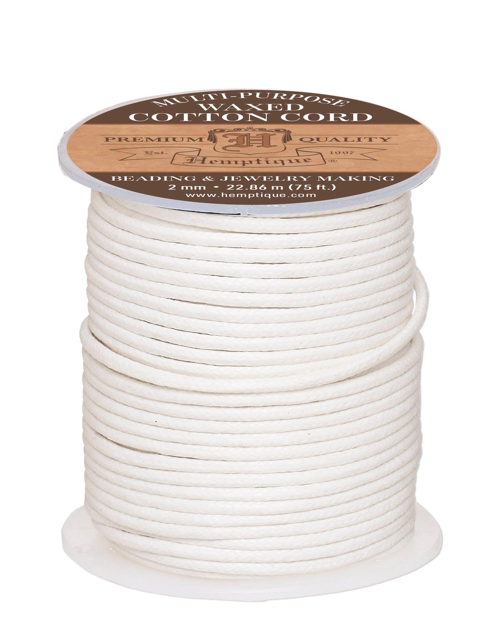 White 2mm Waxed Cotton Cord