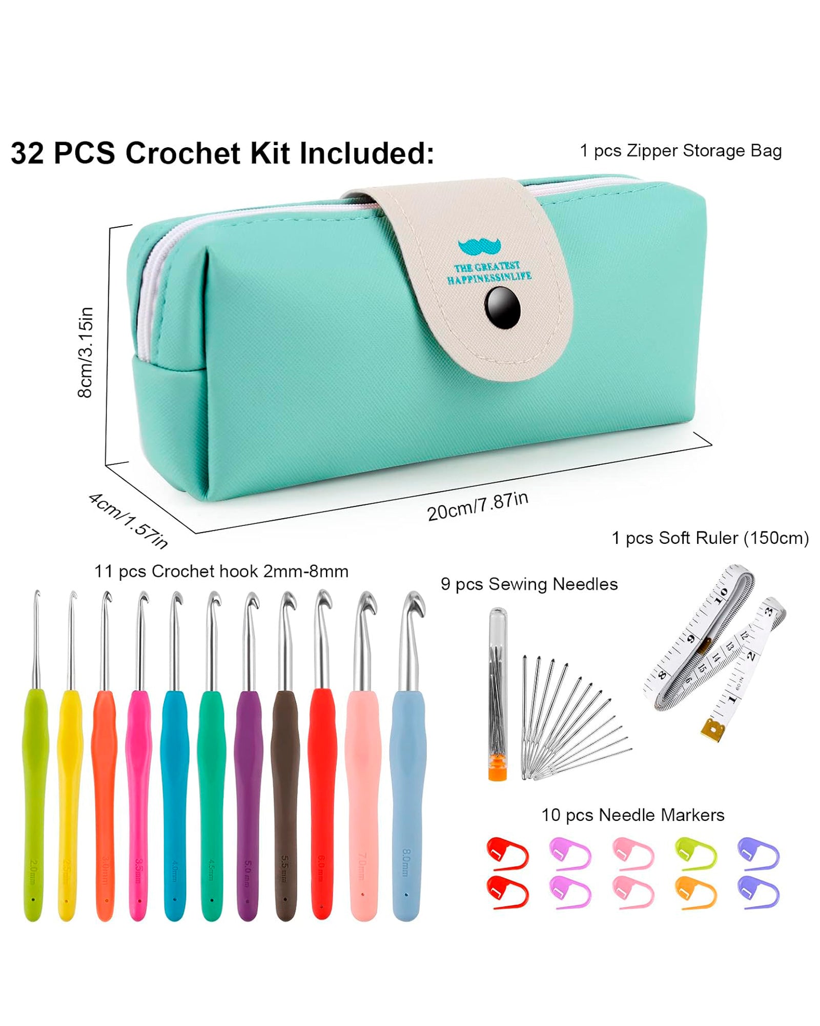 36-Piece Crochet Kit with Storage Case