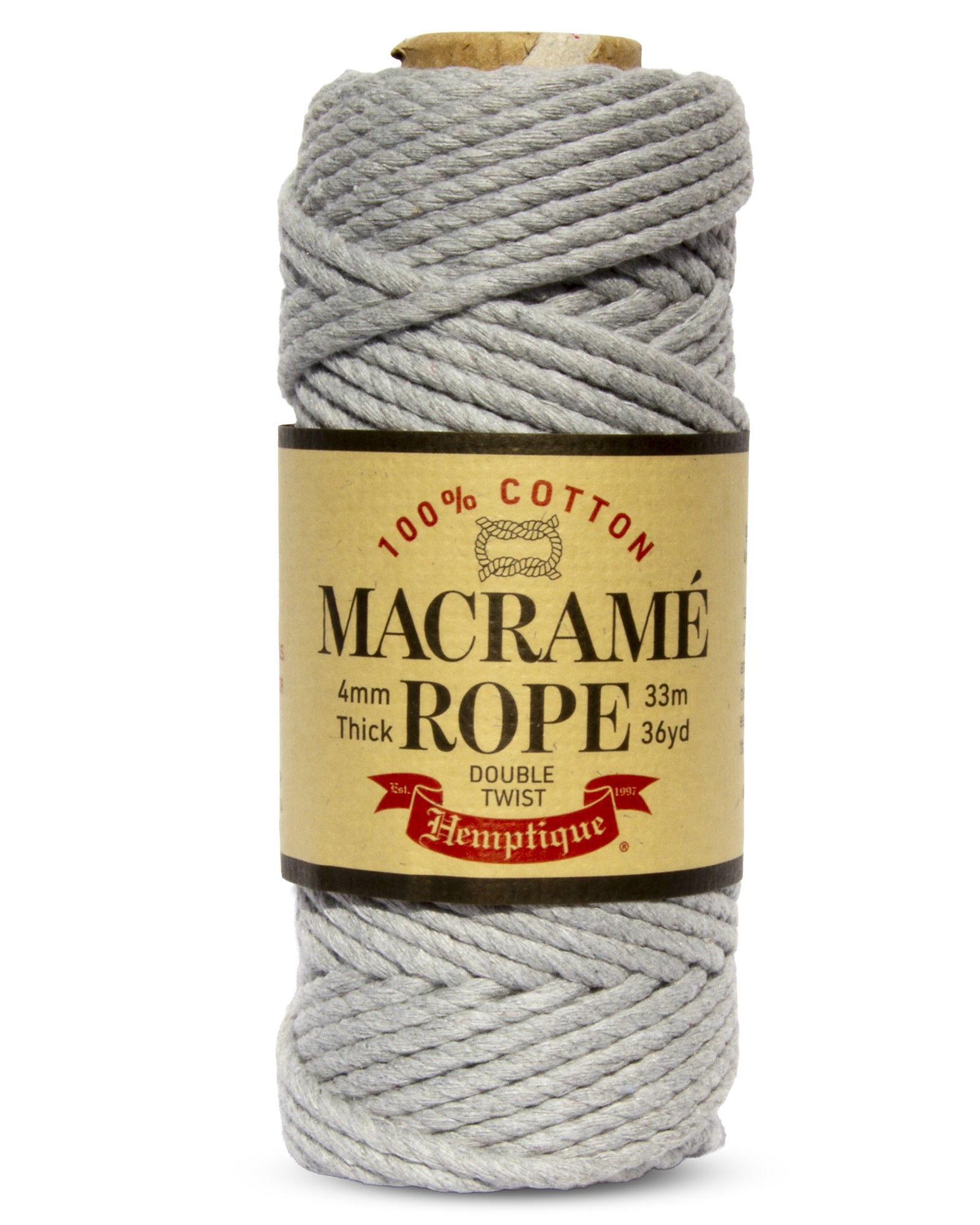 Double Twist Egyptian Cotton Macramé Rope Grey 4mm