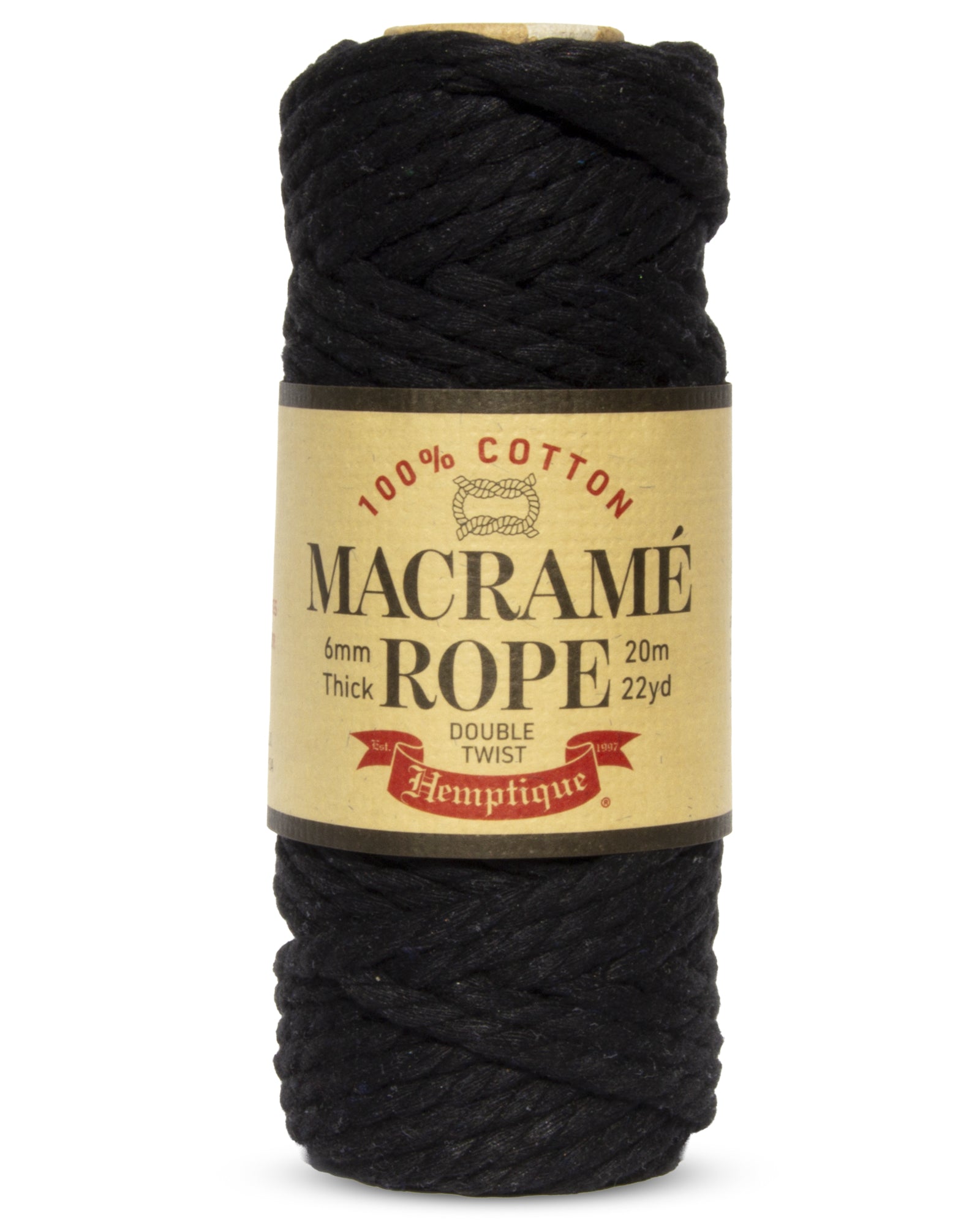 6mm Double Twist Cotton Macramé Black Rope