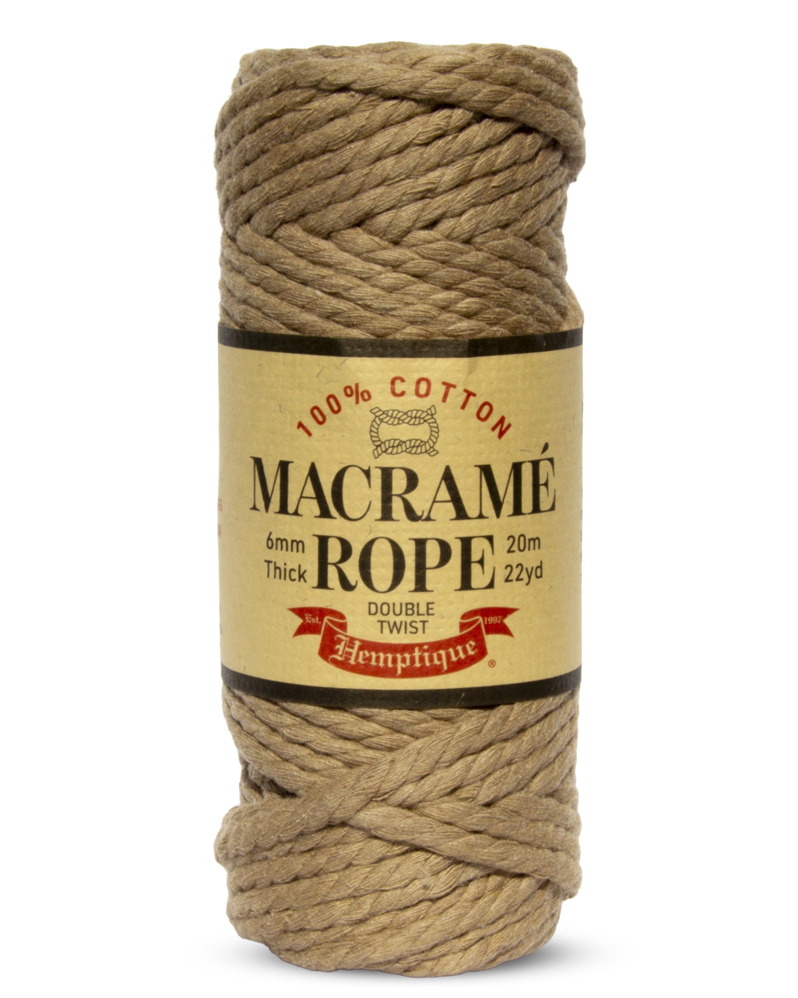 6mm Double Twist Cotton Macramé Rope Natural