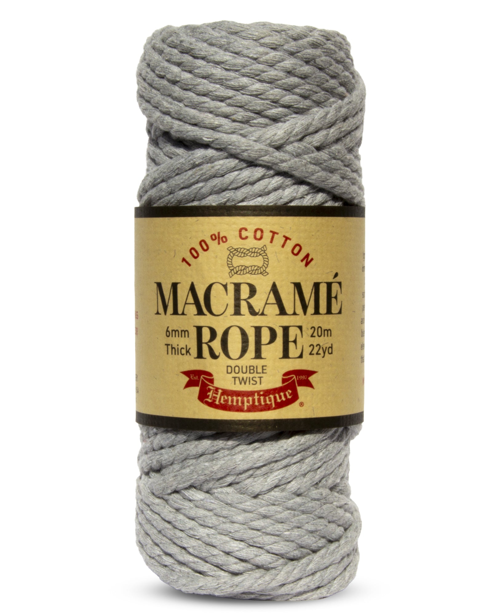 Double Twist Grey Cotton Macramé Rope 6mm