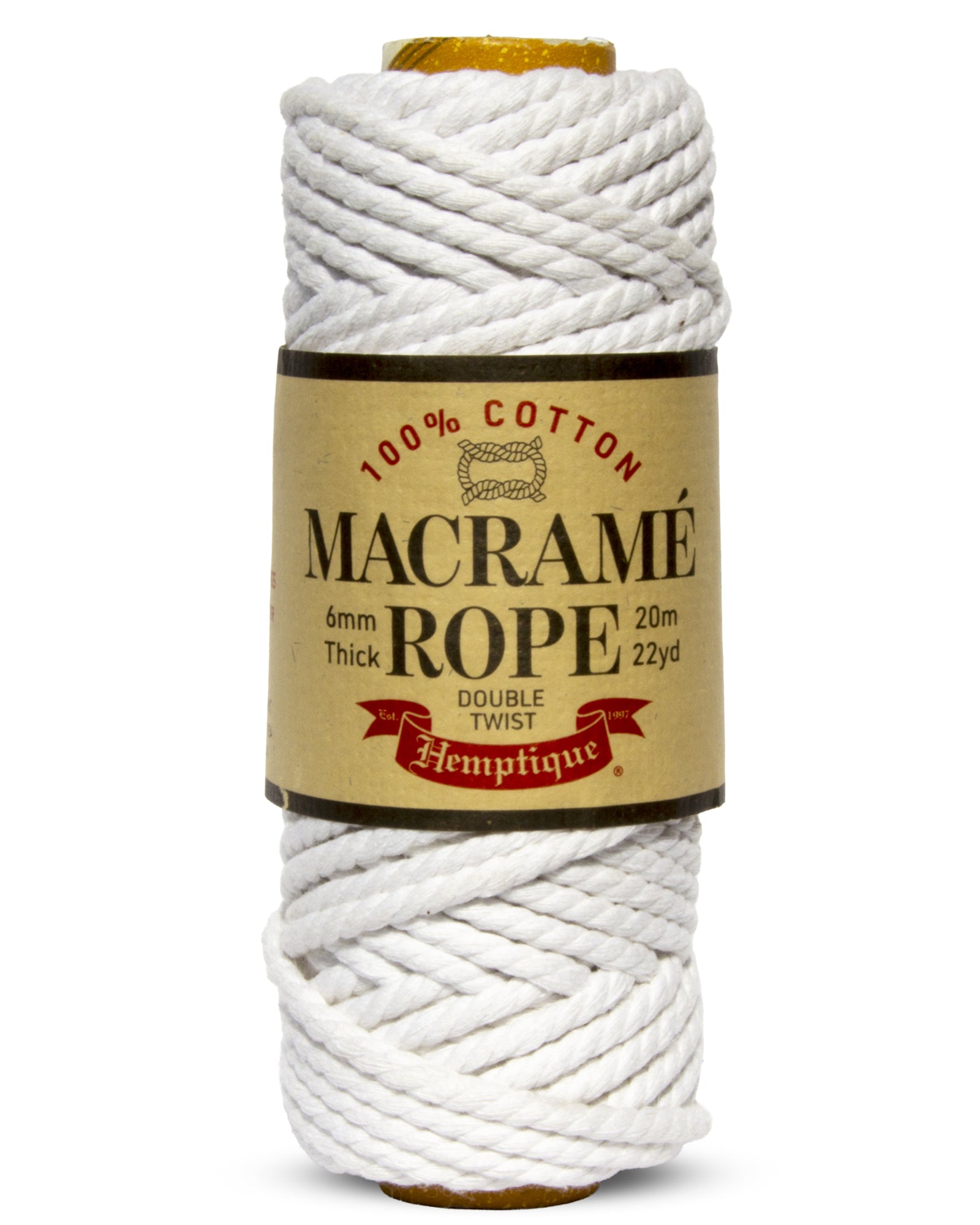 White Double Twist Cotton Macramé Rope 6mm