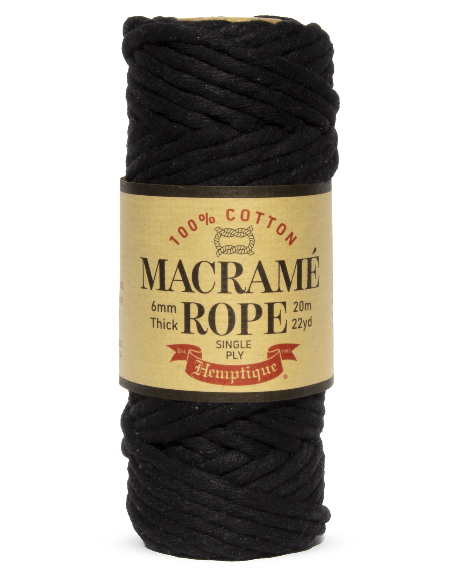 6mm Cotton Macramé Rope Black