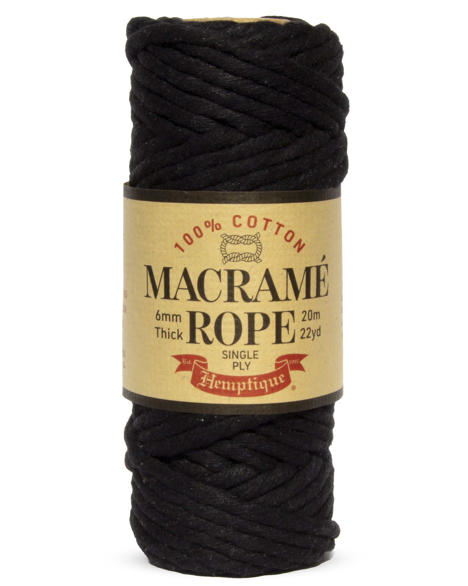 6mm Cotton Macramé Rope Black