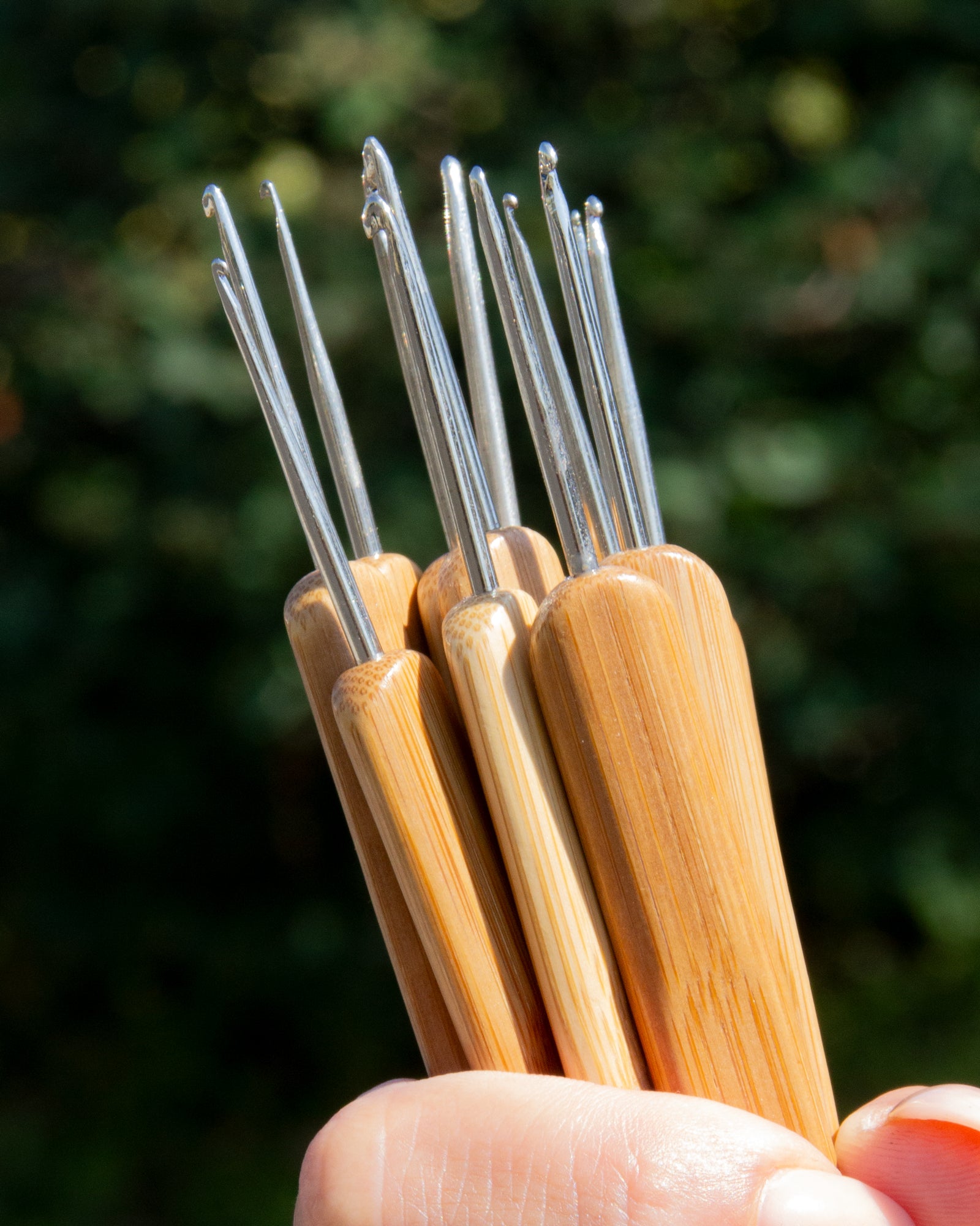 12-Piece Bamboo Handle Crochet Hook Set