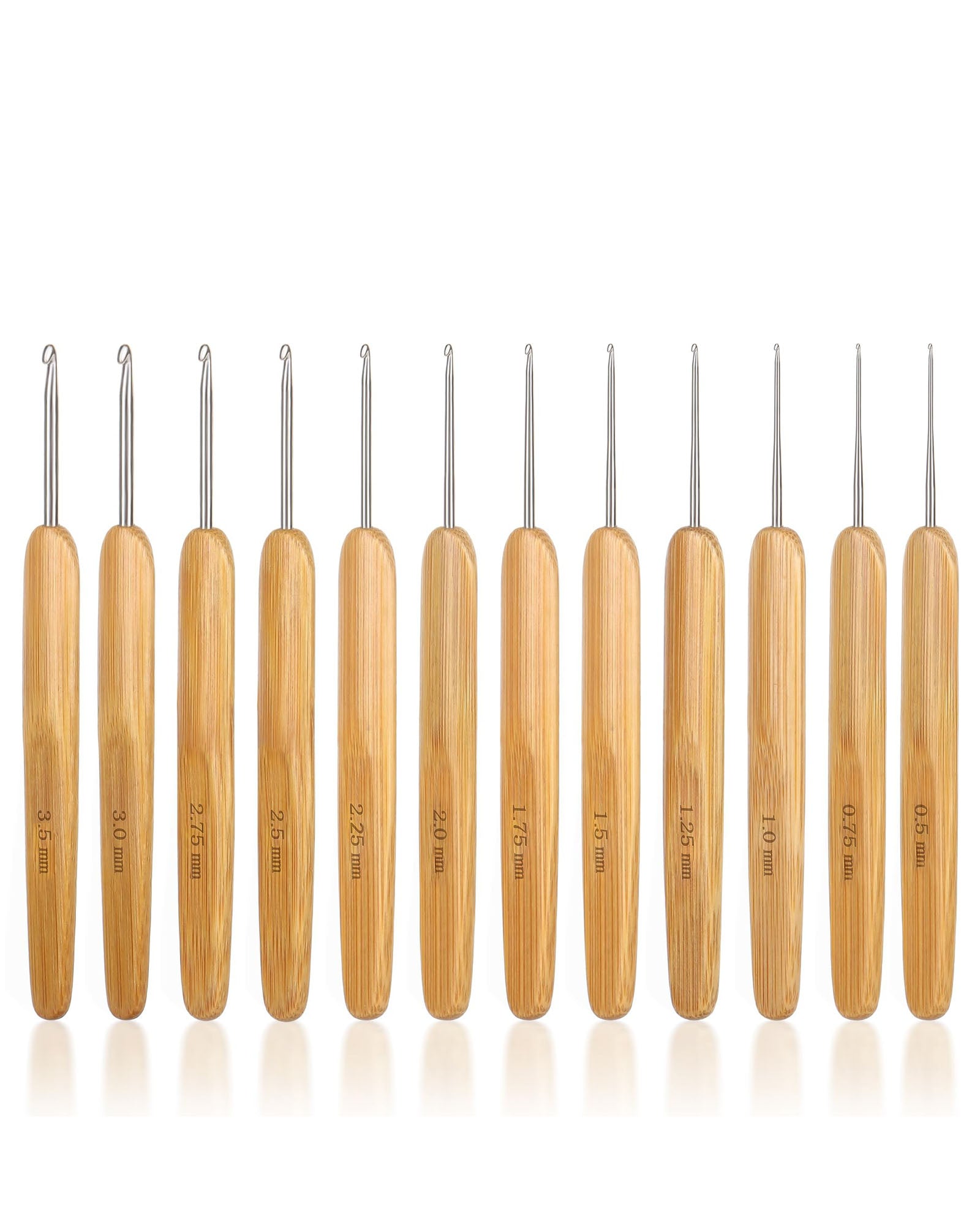 12-Piece Bamboo Handle Crochet Hook Set