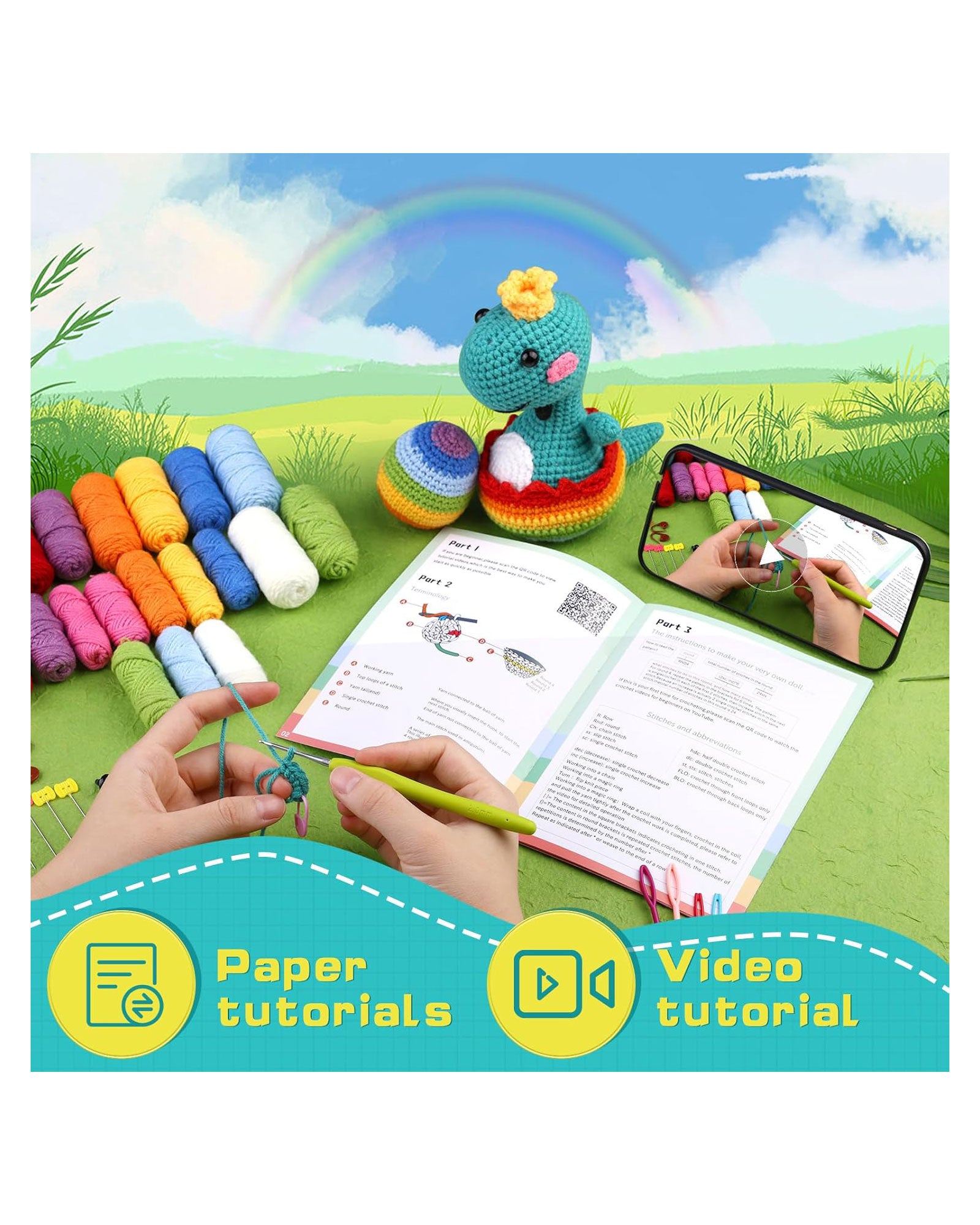 Crochet DIY Kit - Dinosaur & Egg