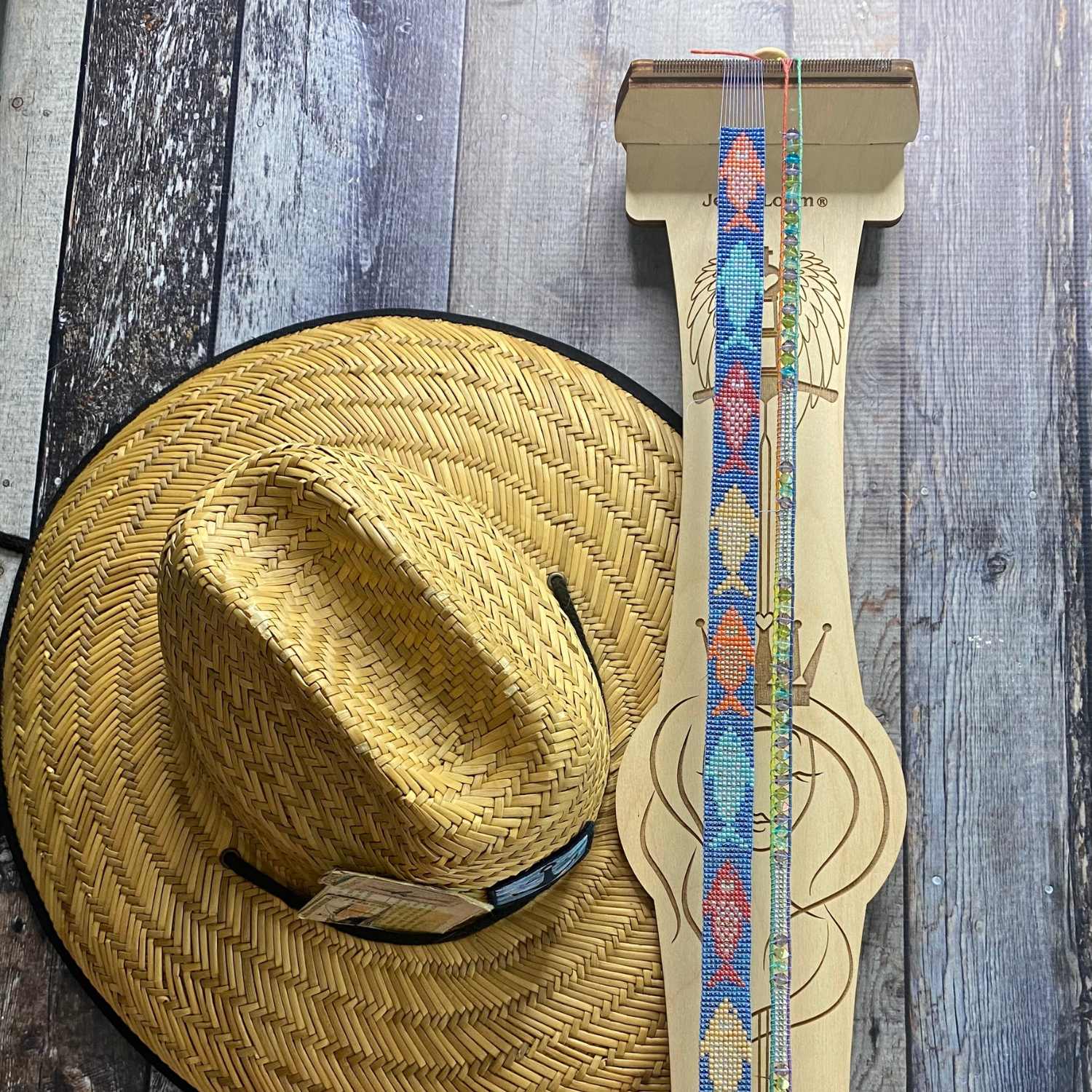 Jewel Loom Upright Wood Long Bead Loom 4" x 25" Perfect for Beaded Hatband Pattern