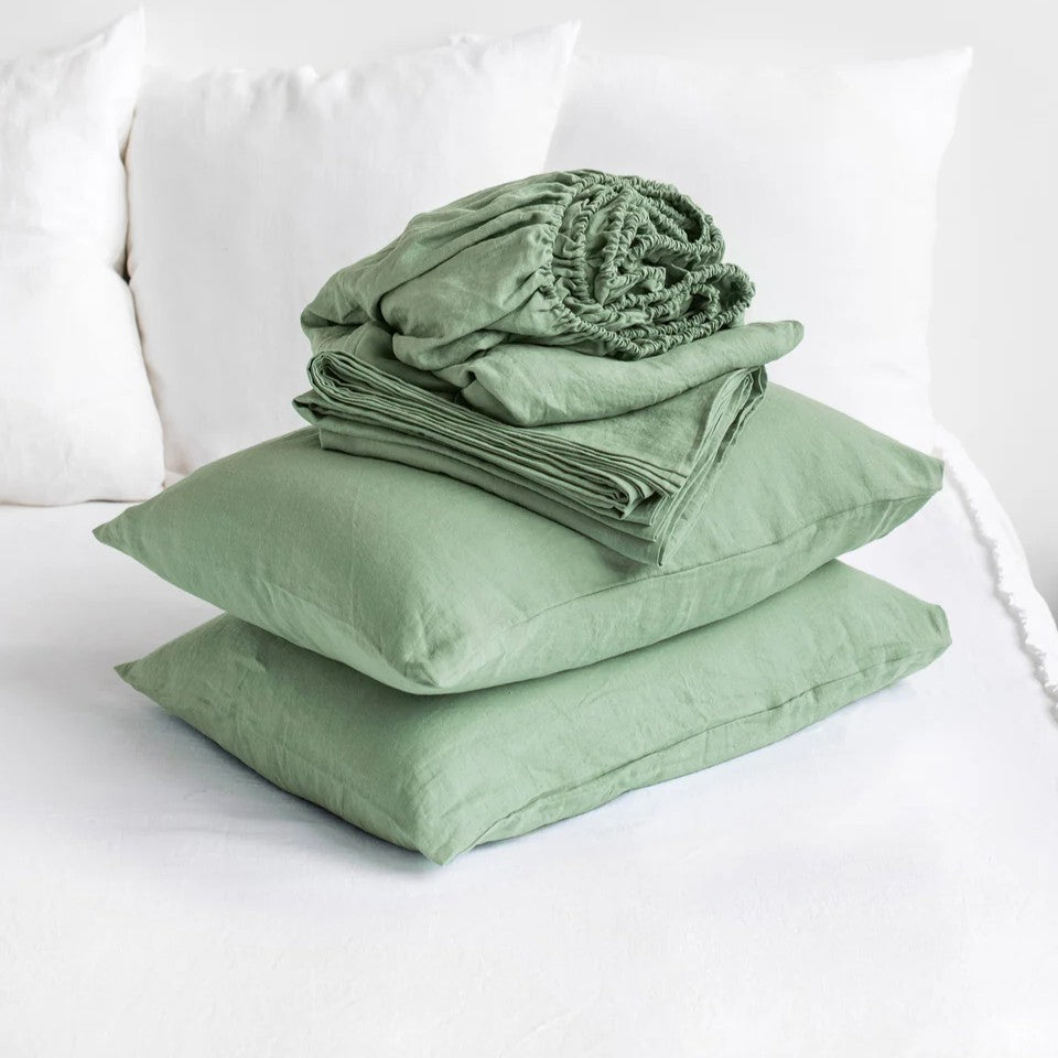 Pure European Linen Bed Sheets Set | Choice of Colors & Depth