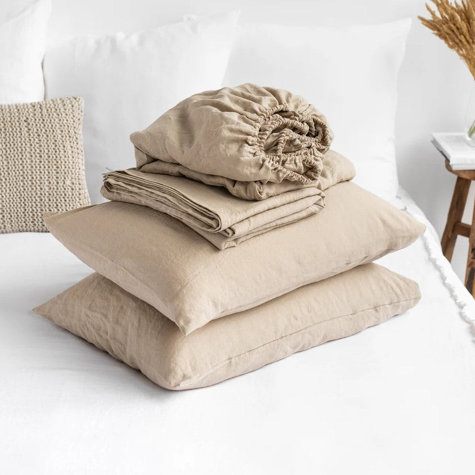 Pure European Linen Bed Sheets Set | Choice of Colors & Depth