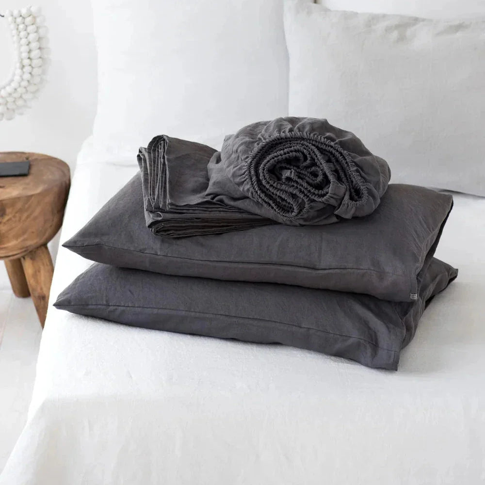 Pure European Linen Bed Sheets Set | Choice of Colors & Depth
