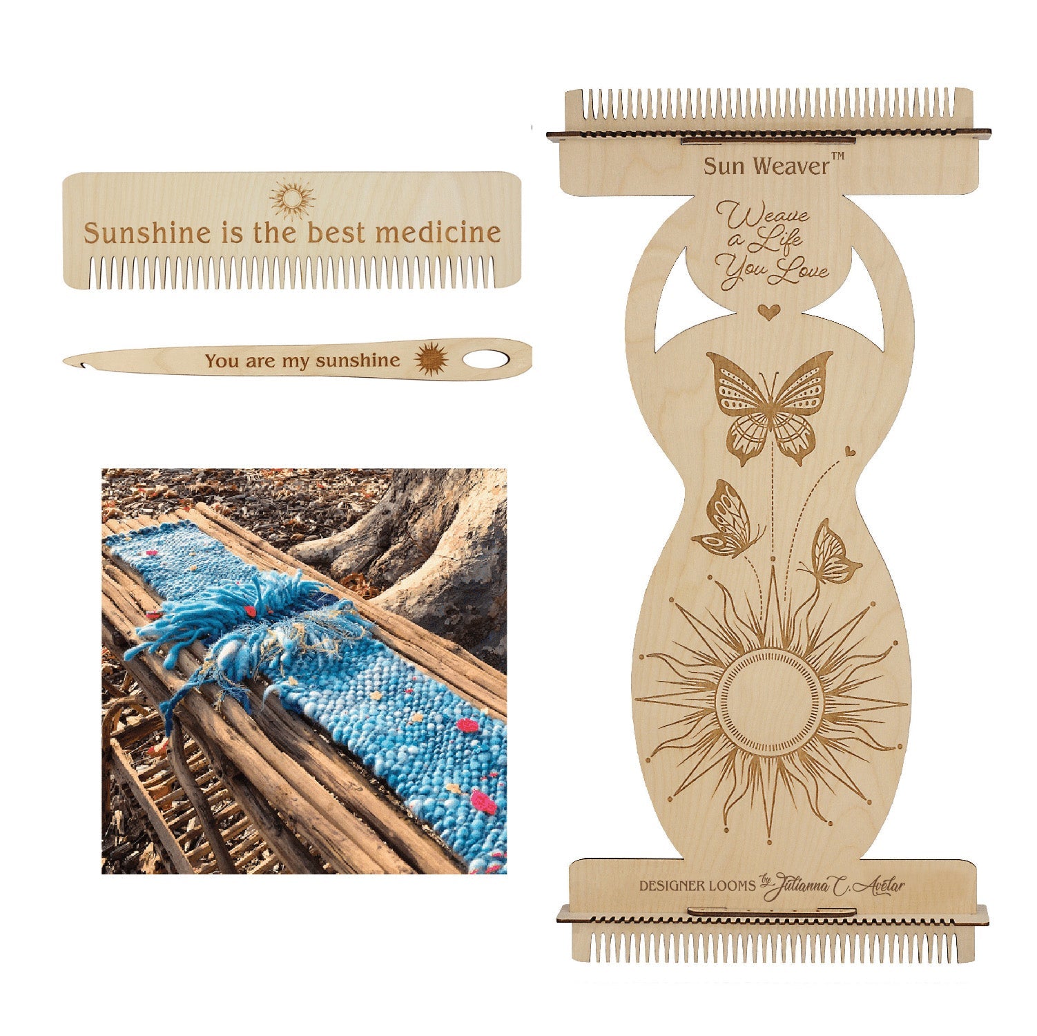Jewel Loom Upright Wood Bead Loom Weaving Loom Large Sun Weaver Kit 8" Wide by 17 Long