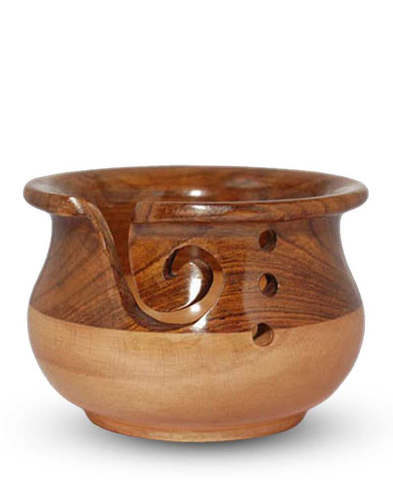 Yarn Bowl - Curvy Sheesham & Steam Beech Wood