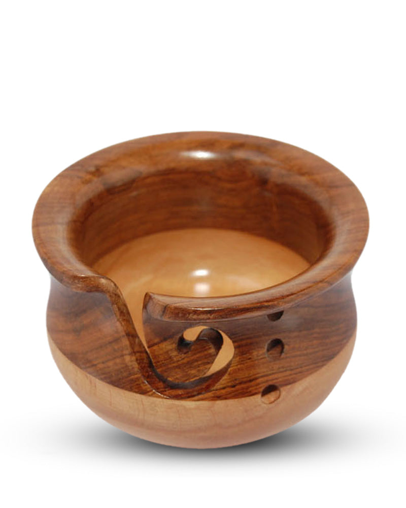 Curvy Sheesham & Steam Beech Wood Knitting Bowl