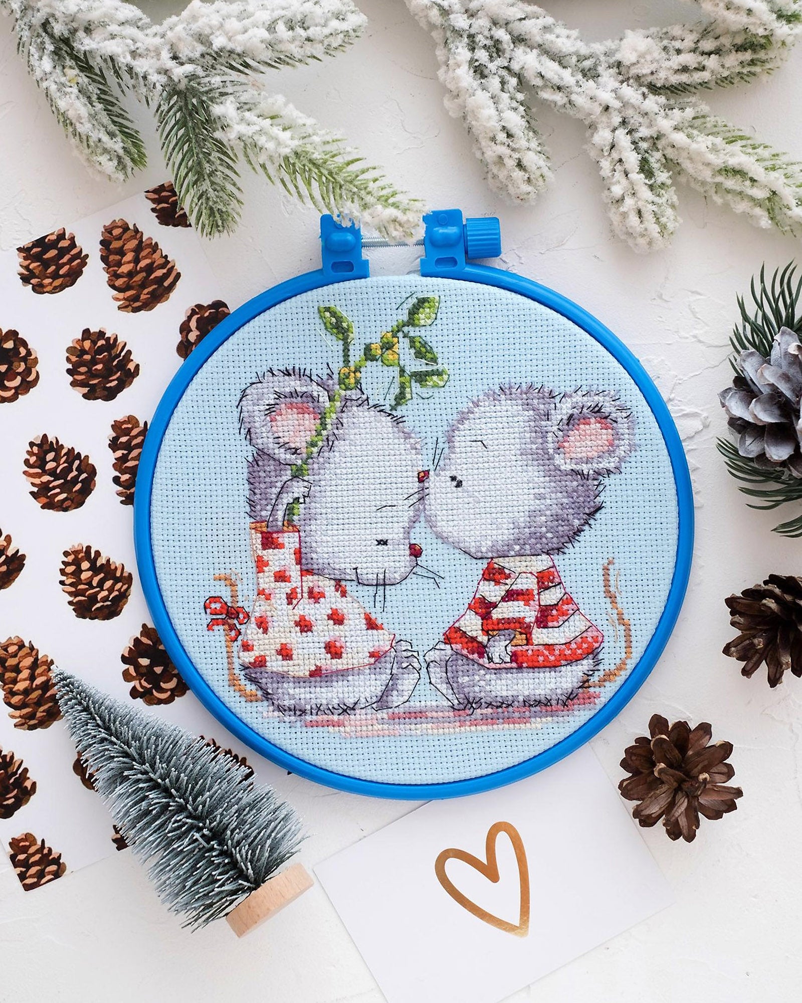 DIY Cross Stitch Kit - Fallen in Love Mice