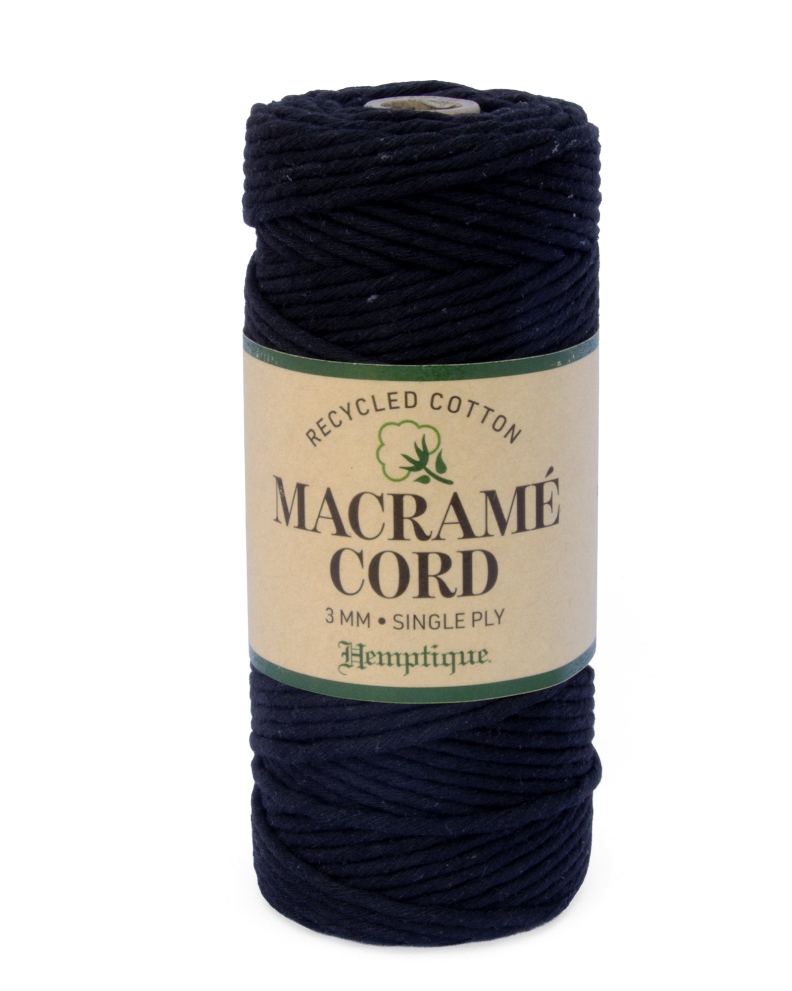 3mm Cotton Macrame Cord Black Hemptique