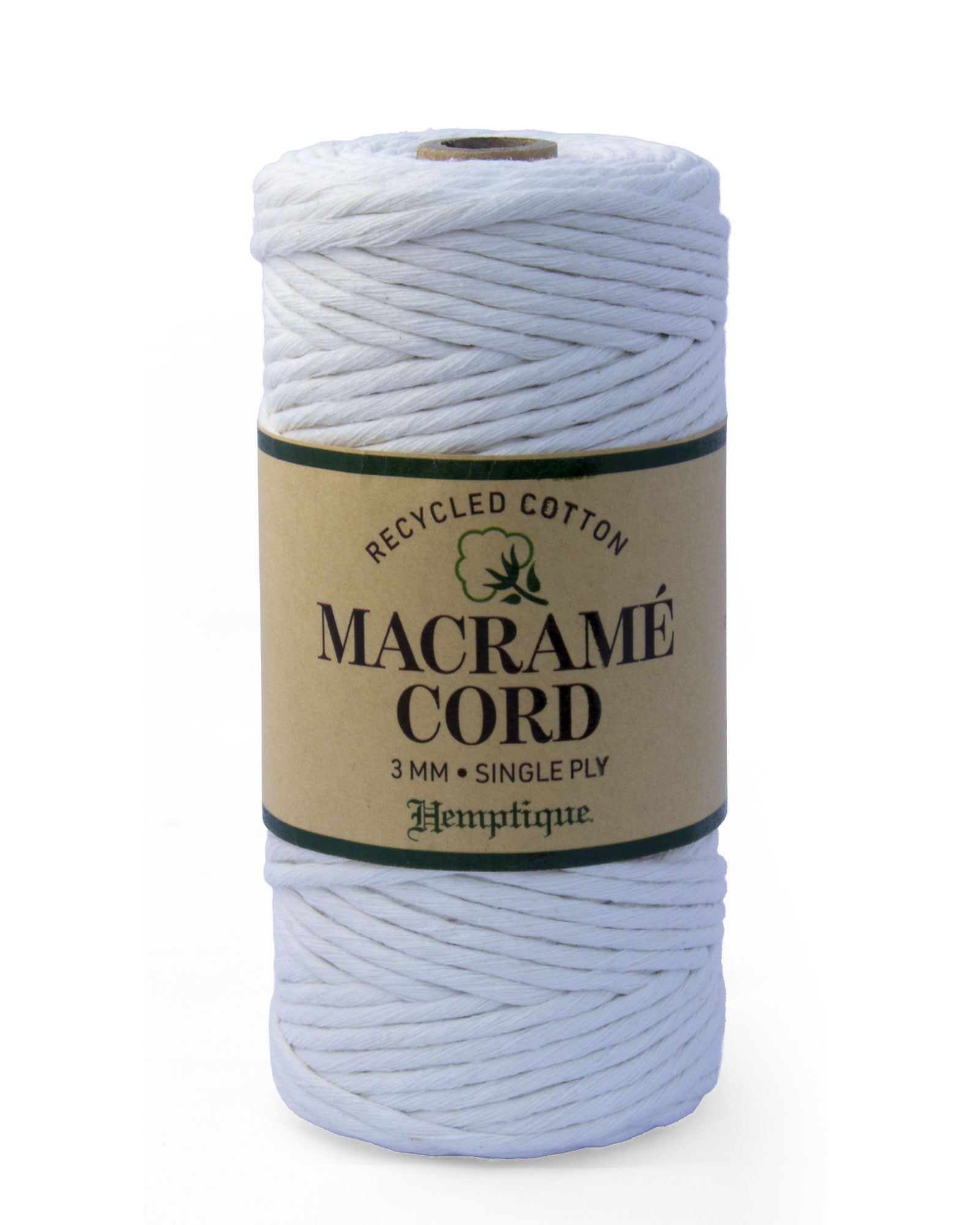 White 3mm Cotton Macrame Cord Hemptique