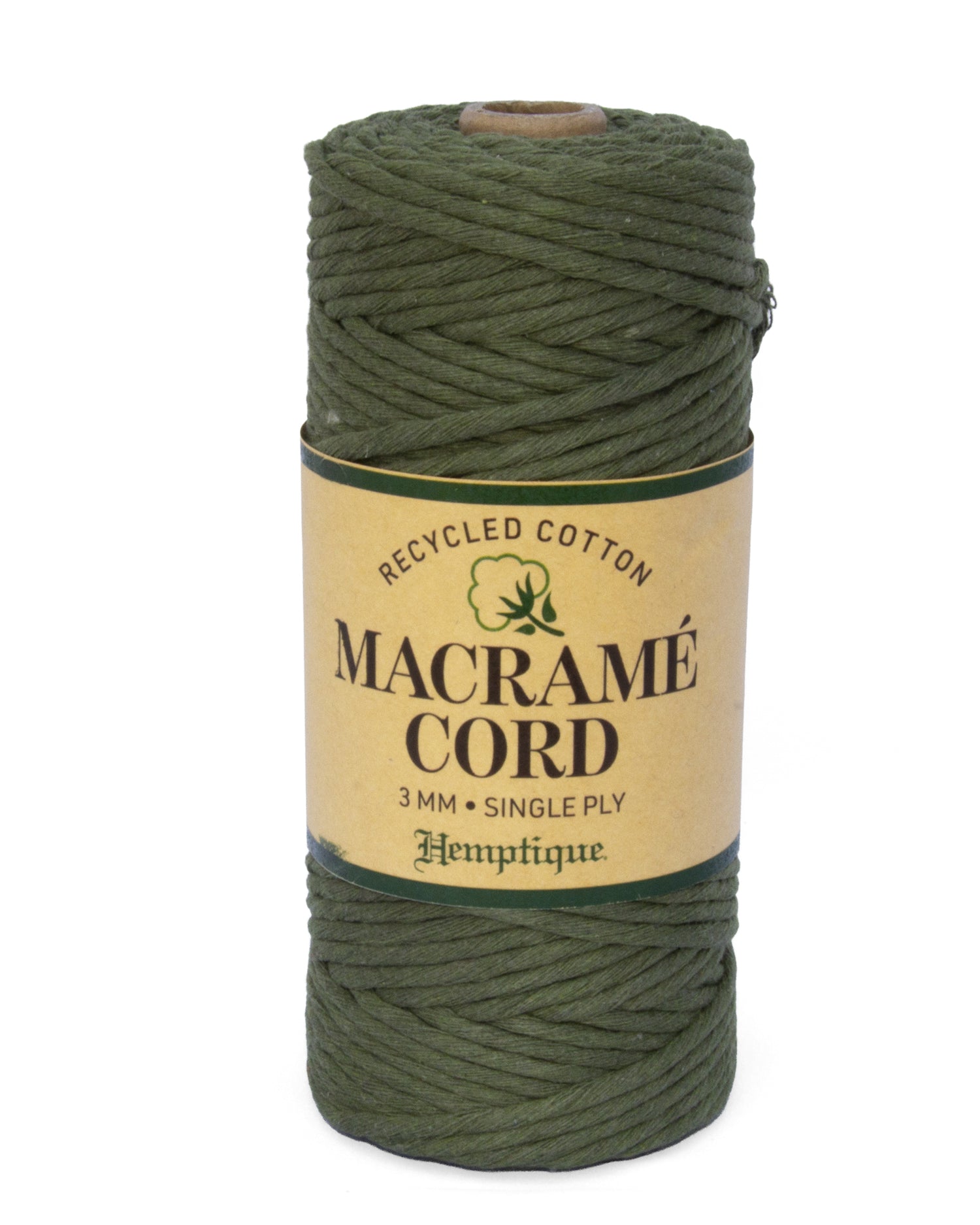 Green 3mm Cotton Macrame Cord Hemptique