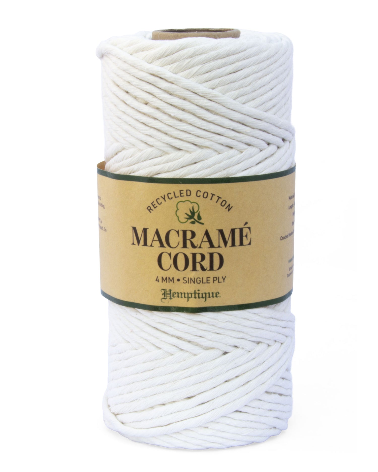 White 4mm Cotton Macrame Cord Black