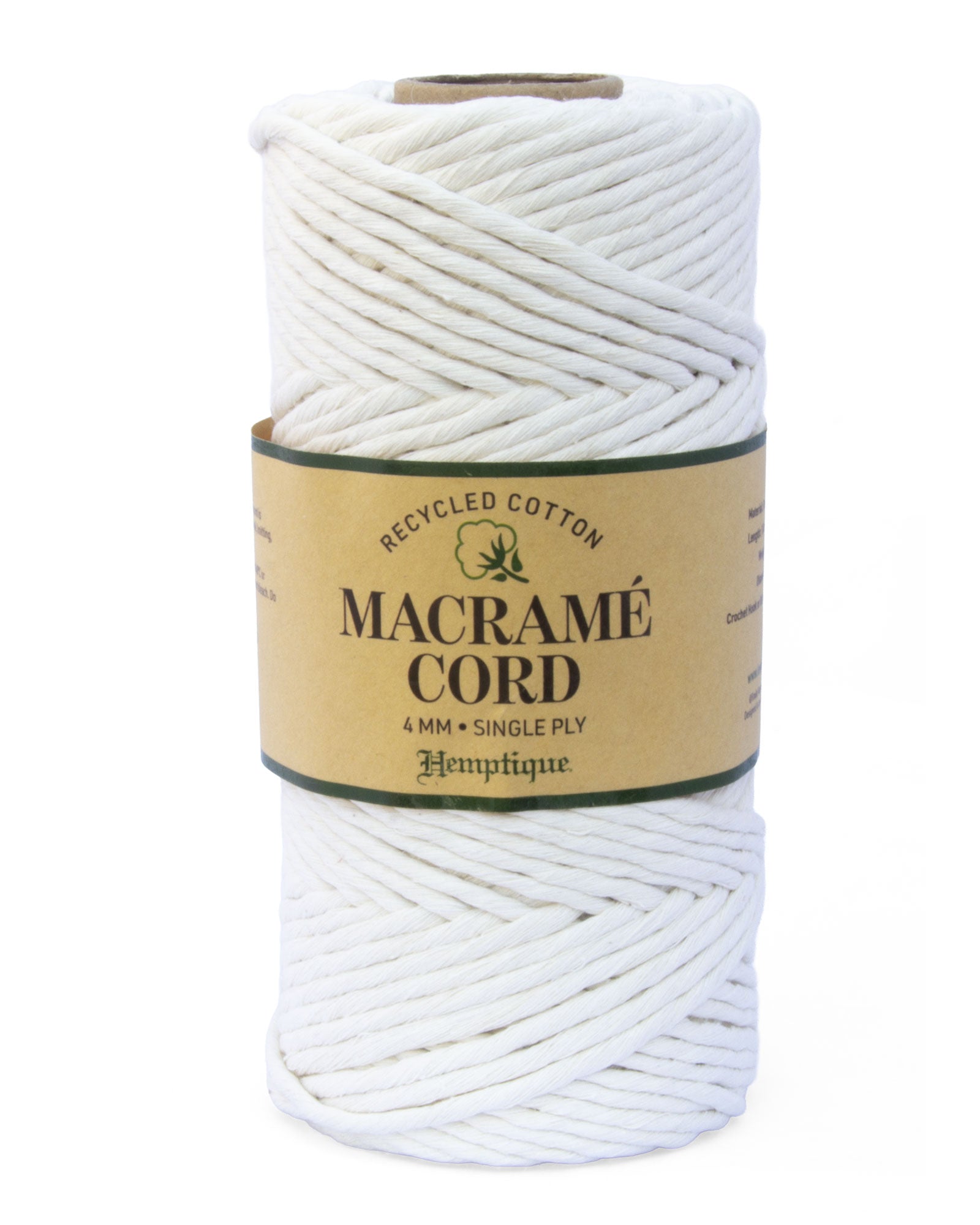 White 4mm Cotton Macrame Cord Black