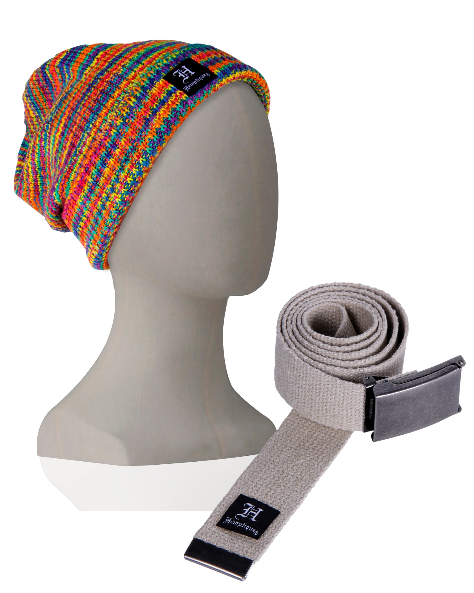 Hemp Short Rainbow Beanie & Belt Bundle