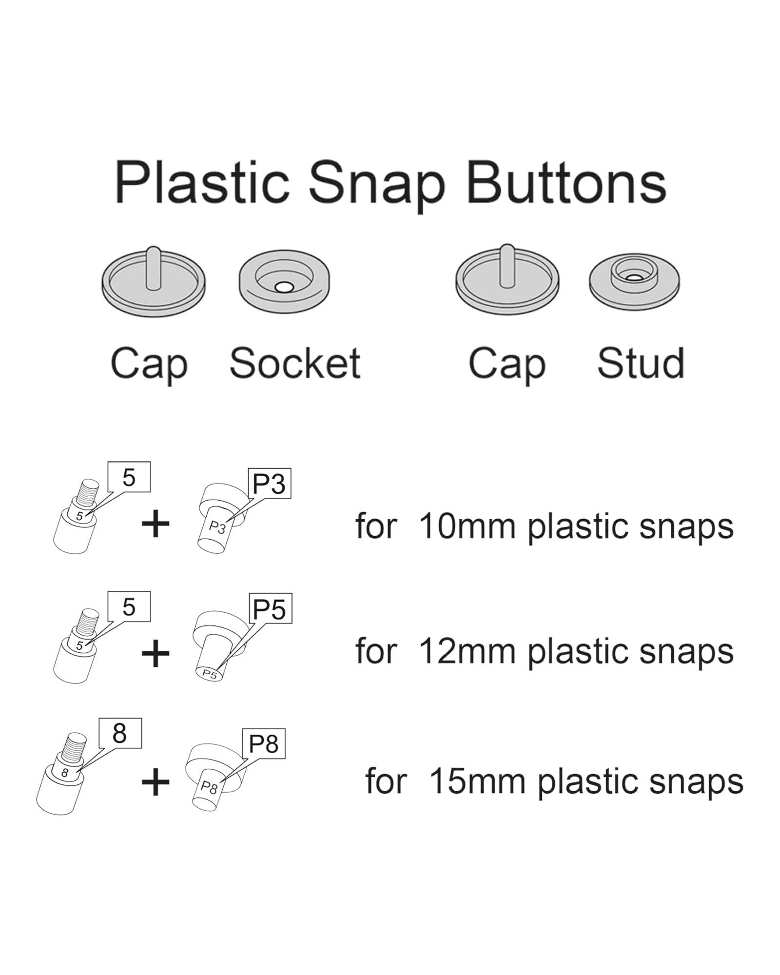 Snap Fastener Kit with 100 Sets of Snaps (Pink)