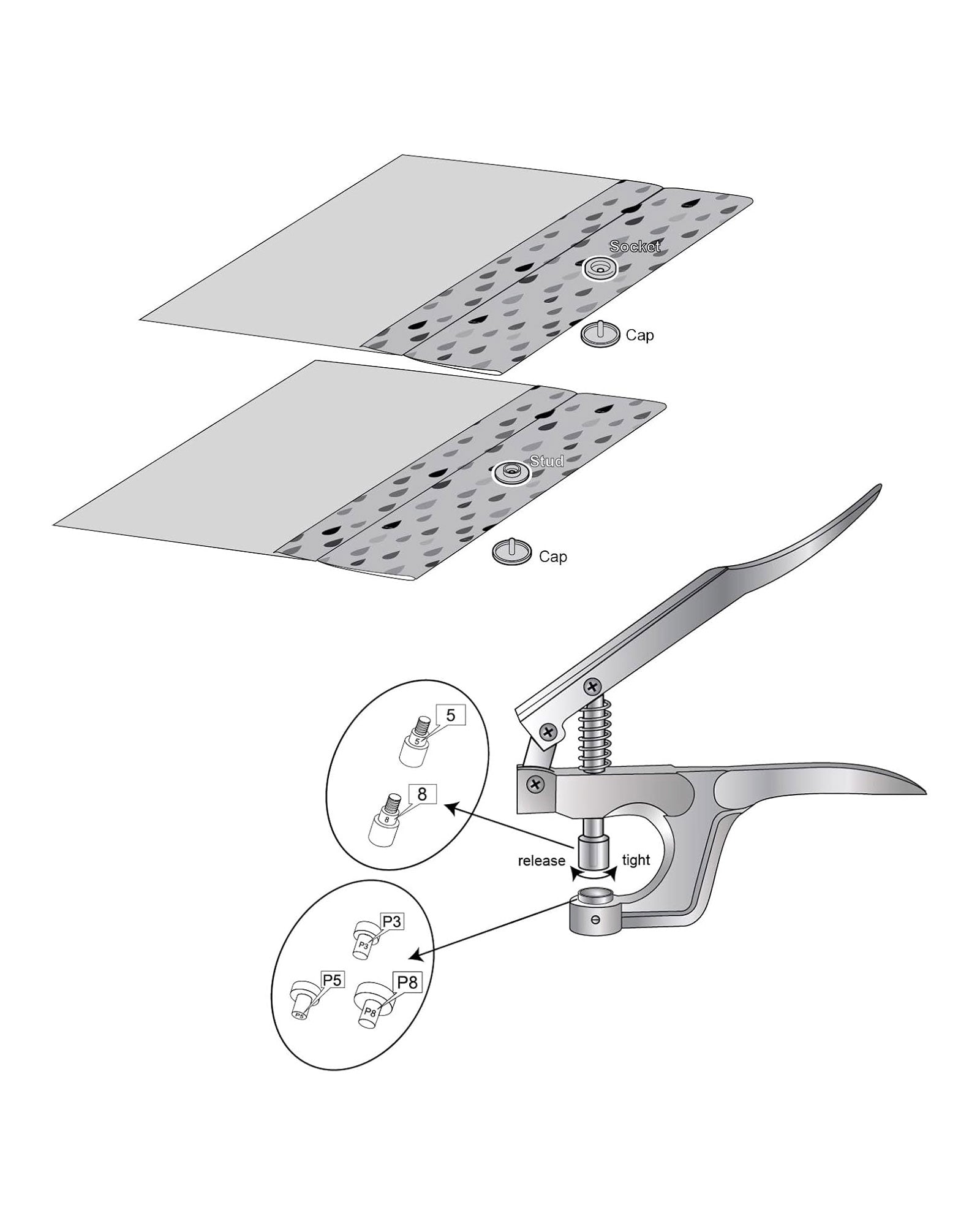 Snap Fastener Kit with 100 Sets of Snaps (Pink)
