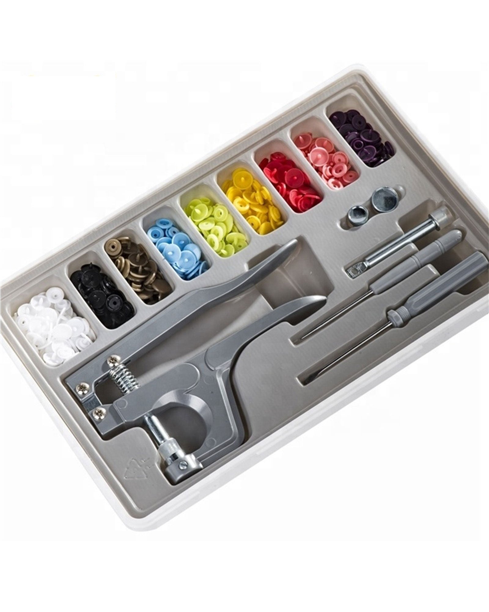 Snap Fastener Kit with 100 Sets of Snaps (Grey)
