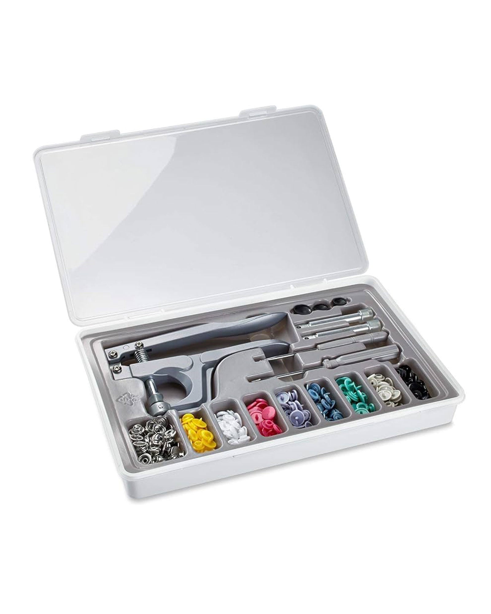 Snap Fastener Kit with 100 Sets of Snaps (Grey)