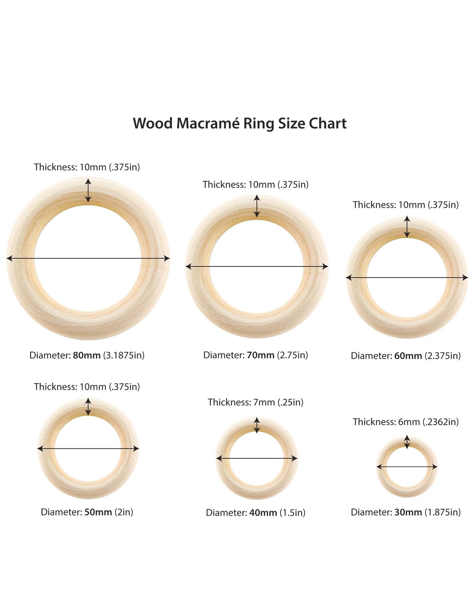 Wood Macramé Rings