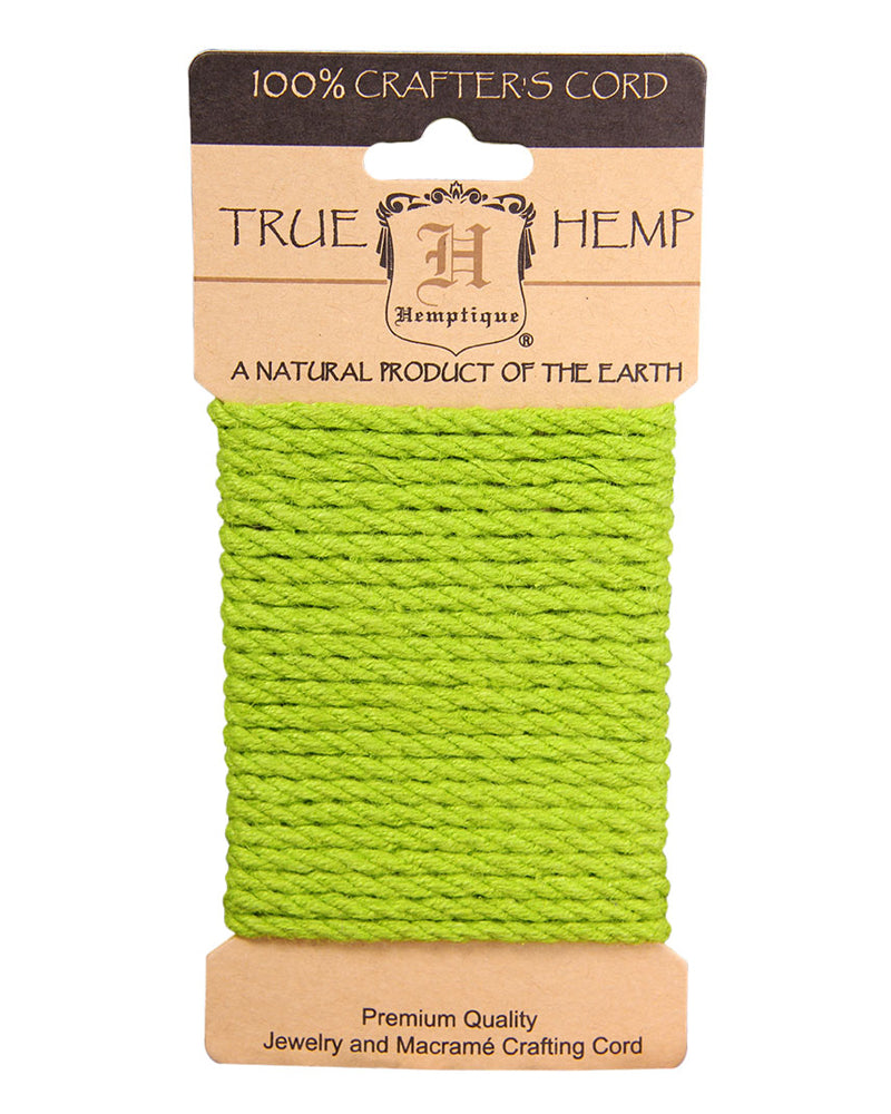 4mm hemp rope on card lime green