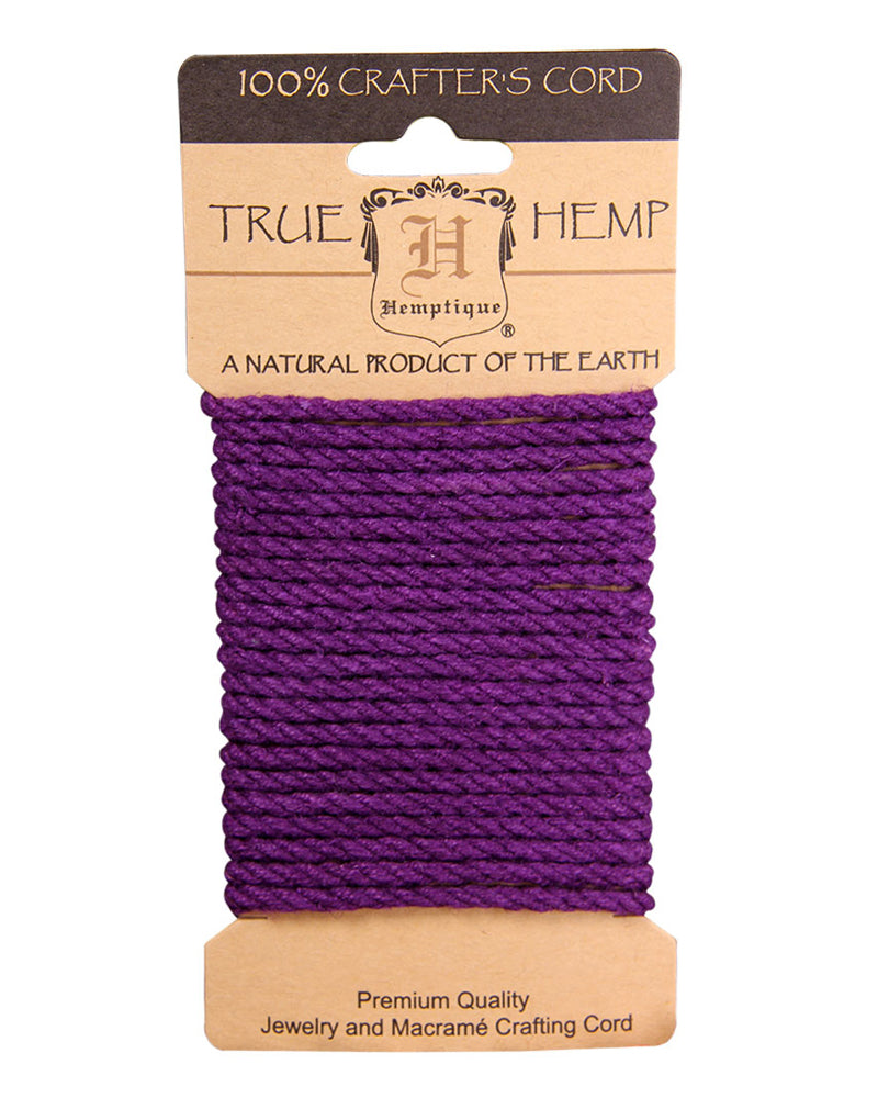 4mm hemp rope on card purple