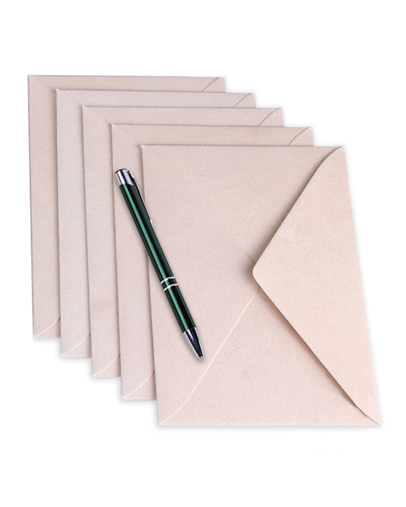 Set of 5 Handmade Hemp Paper Envelopes Antique