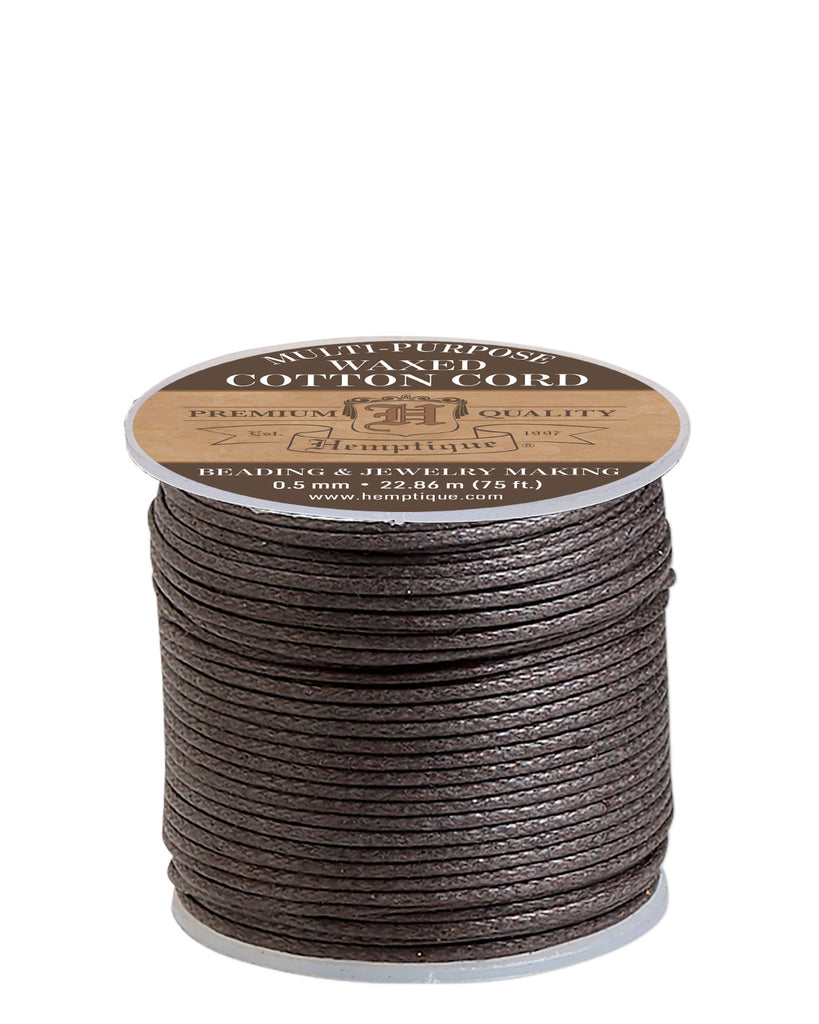 Brown 0.5mm Waxed Cotton Cord