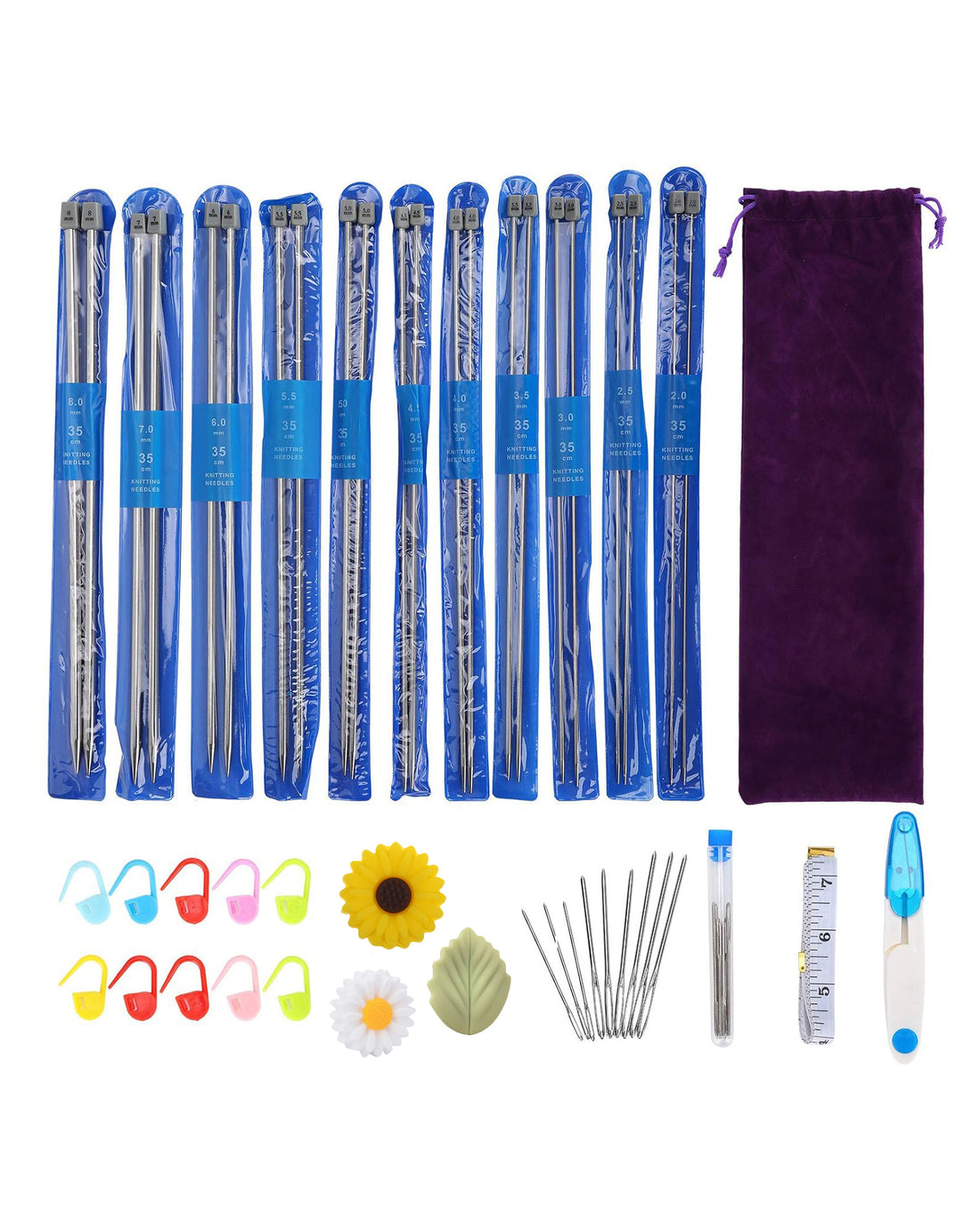 11 Pairs Single Pointed Knitting Needles