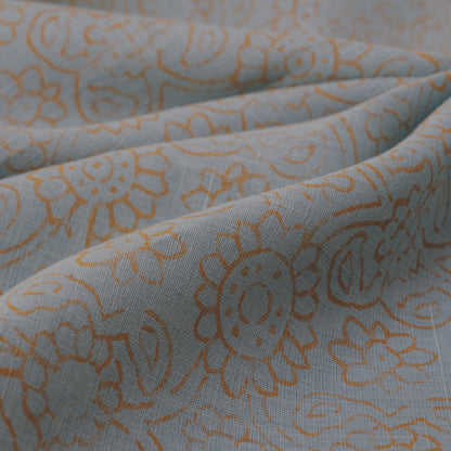 Pale Blue/Straw Hemp/Raw Silk Fabric