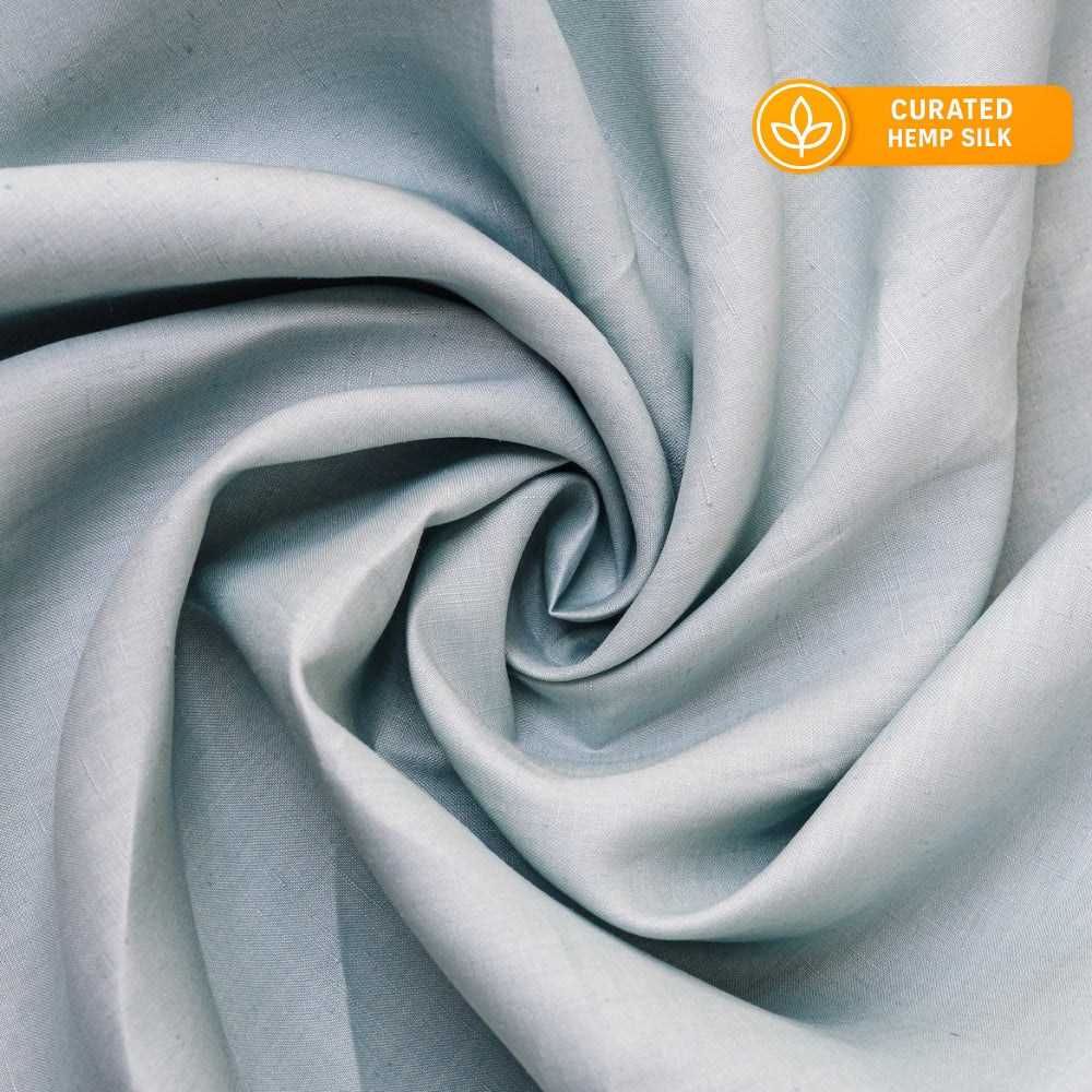 Blue Hemp/Raw Silk Fabric