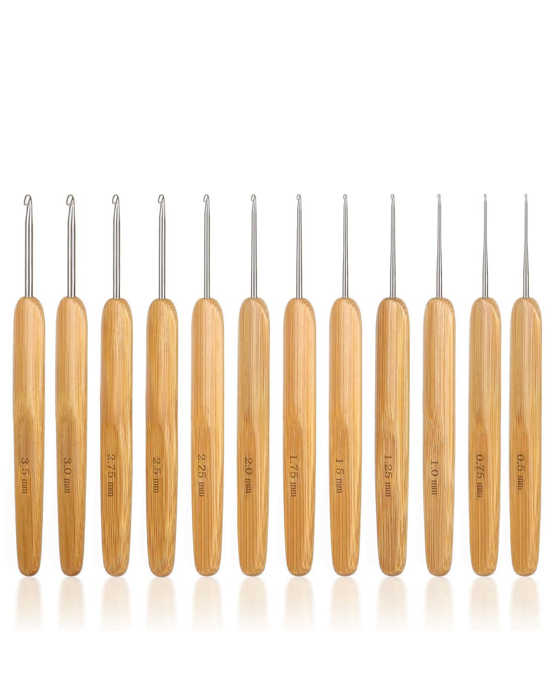 12-Piece Bamboo Handle Crochet Hook Set