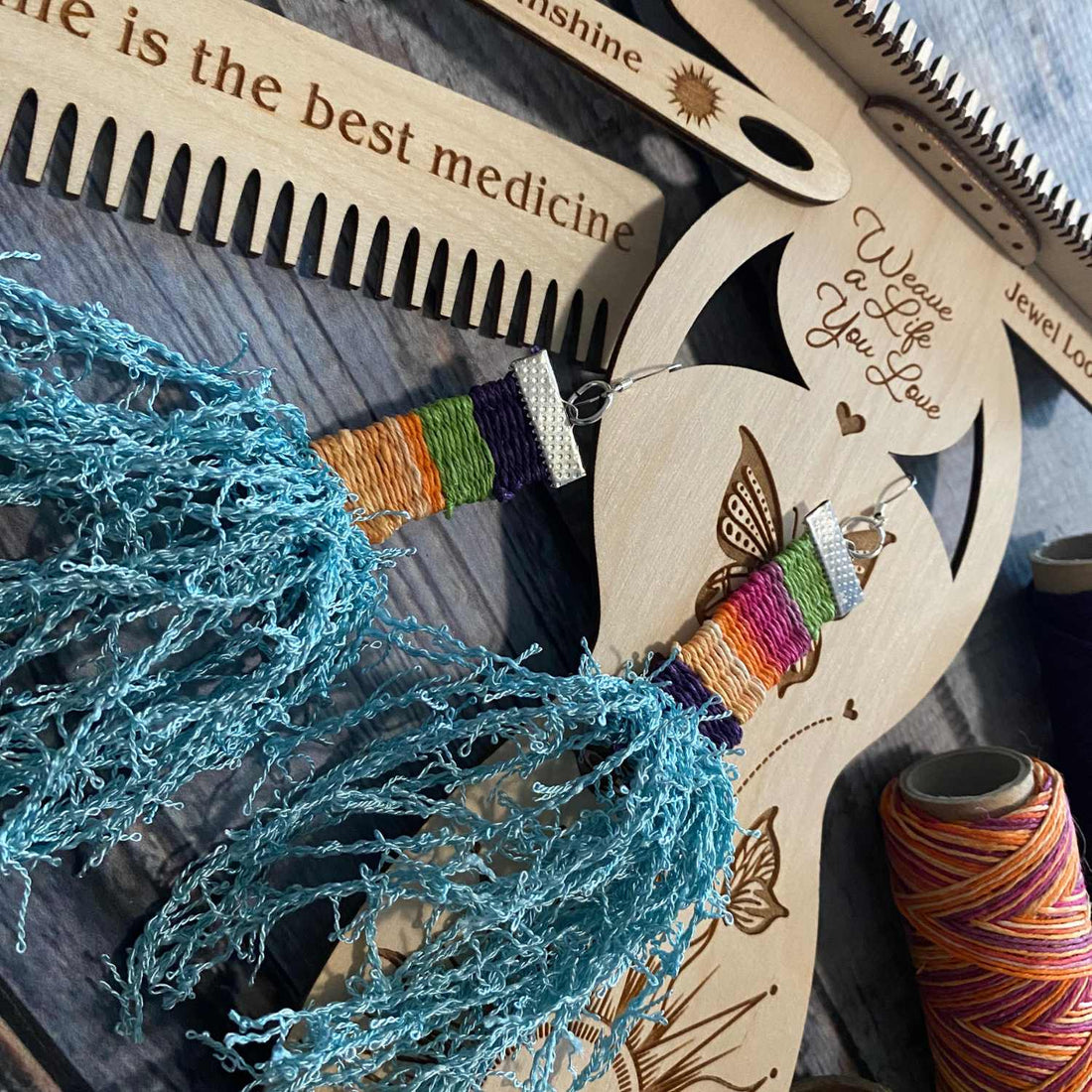 Jewel Loom Wood Bead Loom Weaving Loom Kit Small Sun Weaver 5&quot; x 9.75&quot;