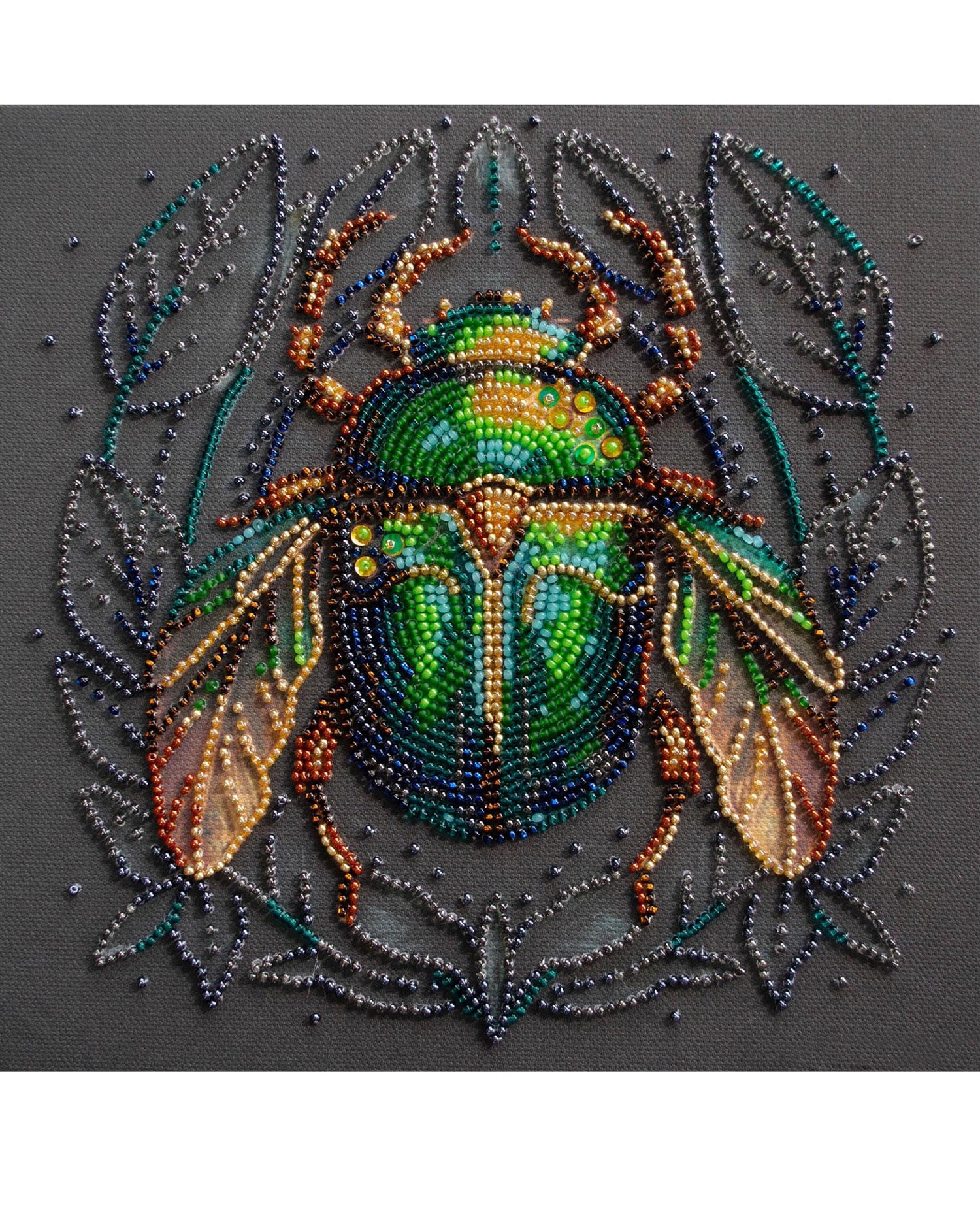 Bead Embroidery Kit - Emerald Beetle