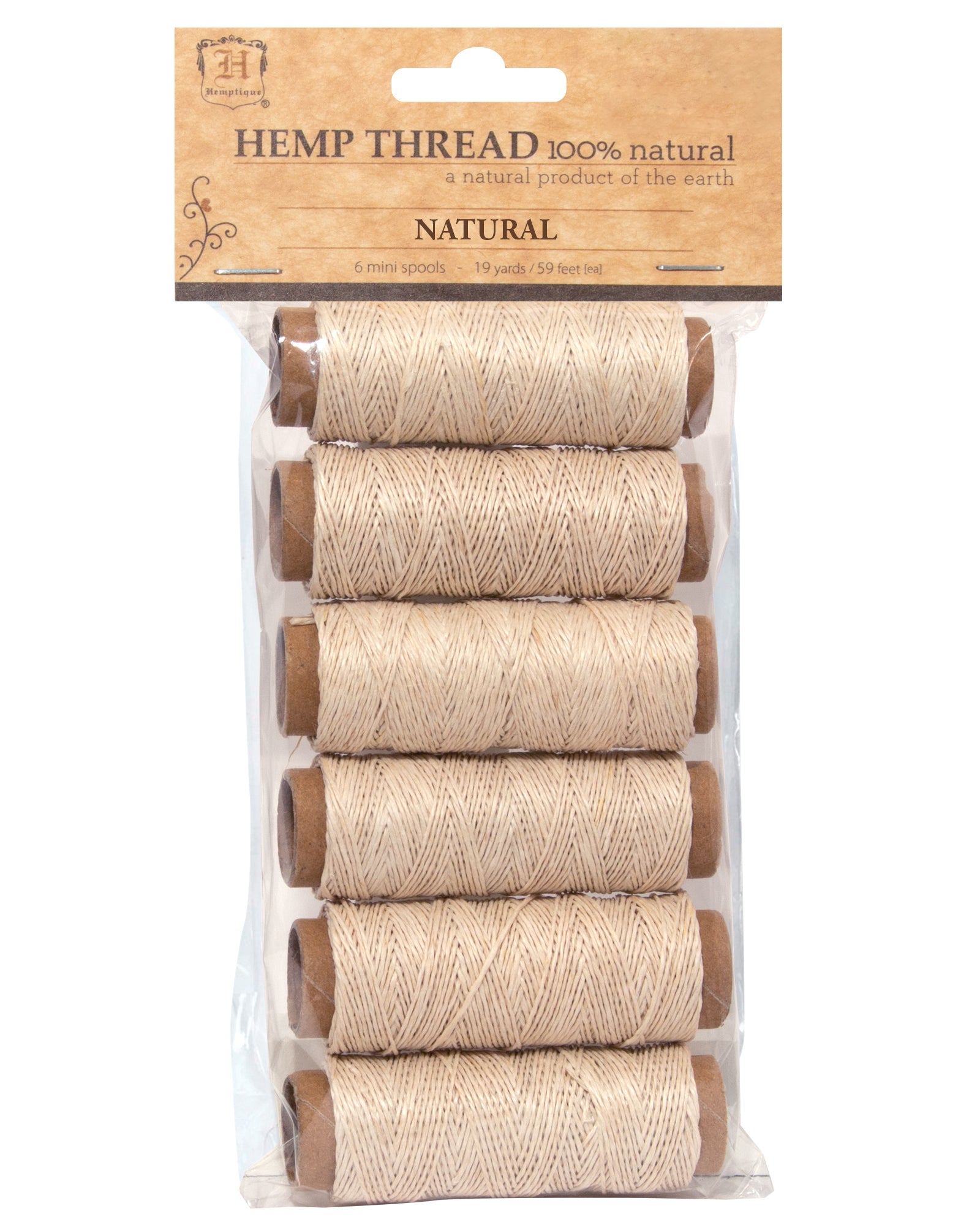 Hemp Thread Made Hemp Thread 2-ply 6pc Mini-Spool Bag Set – Hemptique