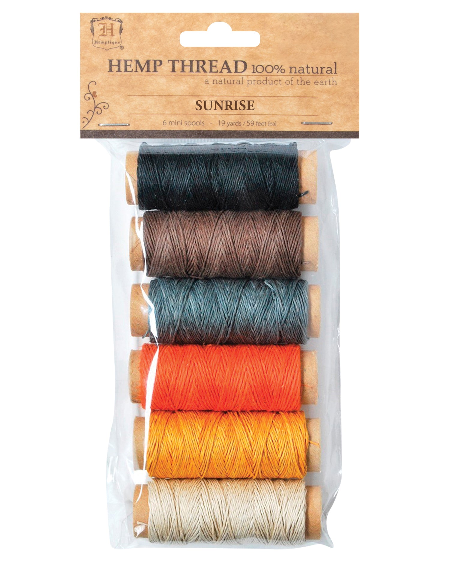 Hemp Thread 2-ply 6pc Mini Spool Bag Set#N# – Hemptique