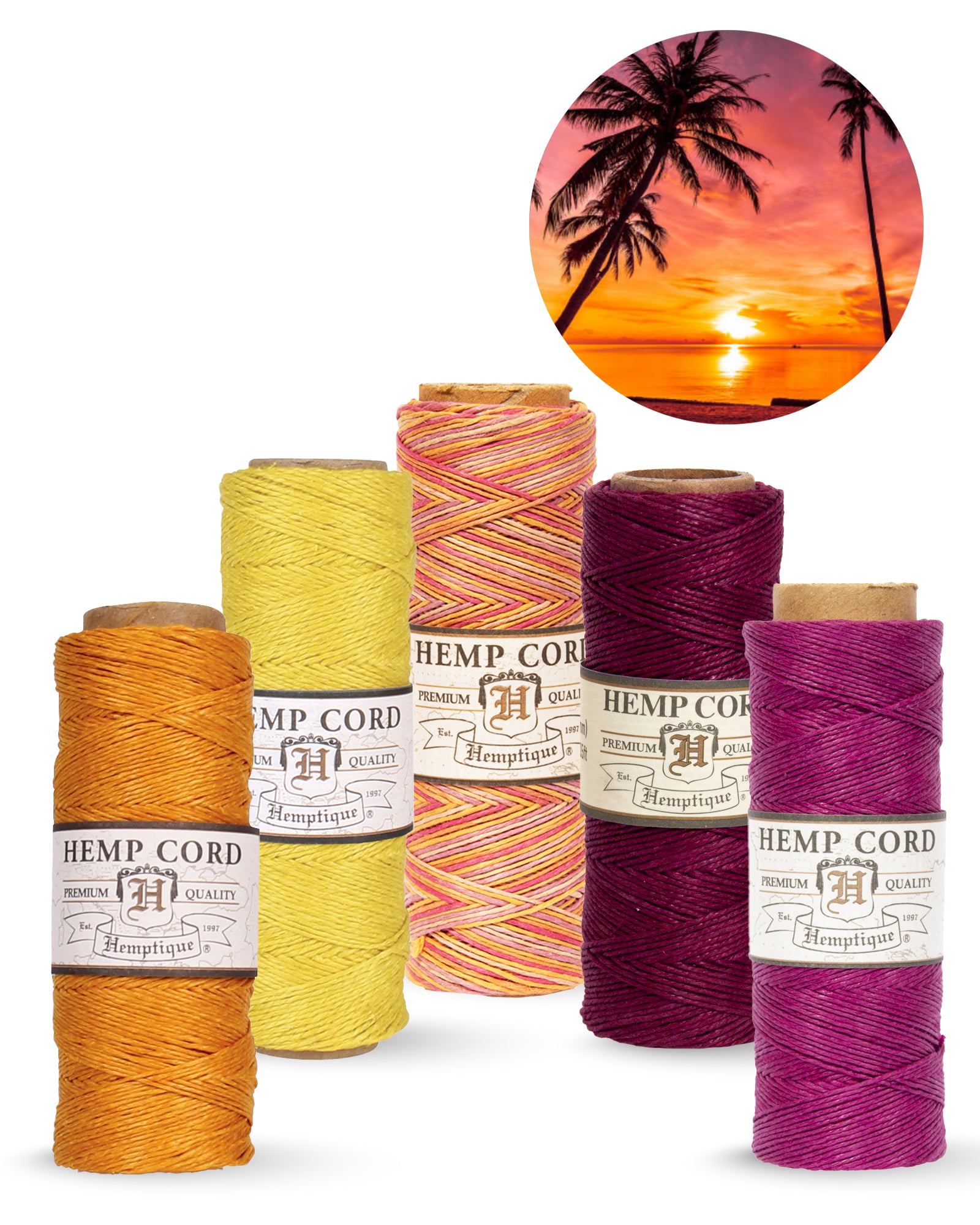 うさと　Hemp Natural &Indigo Dyes 10 Hemp Cord Spool Value Packs - Hemptique