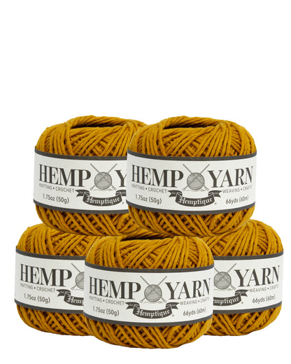 Four skeins of Hemp Yarn on a white background