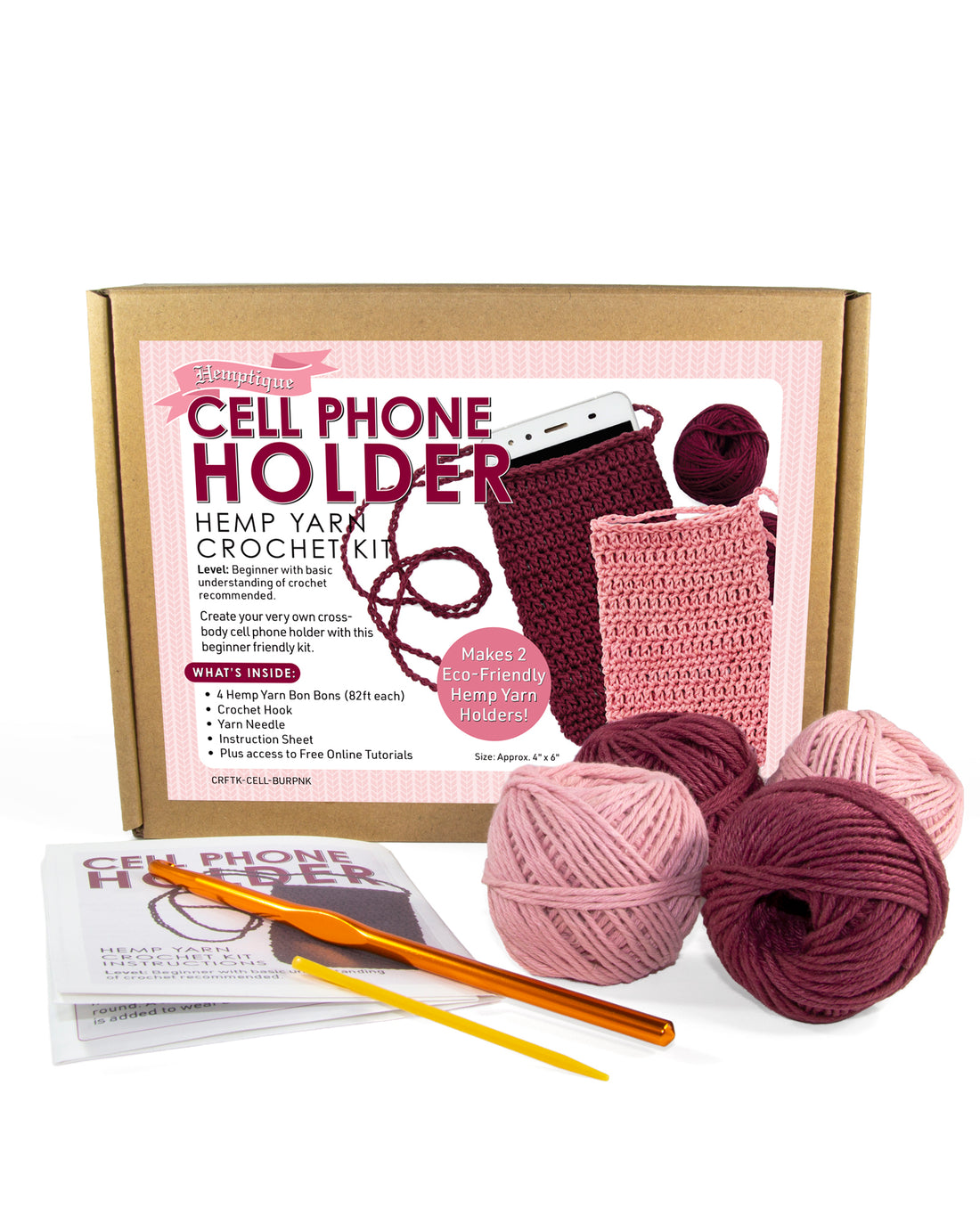 Hemp Yarn Crochet Kit - Cell Phone Holder
