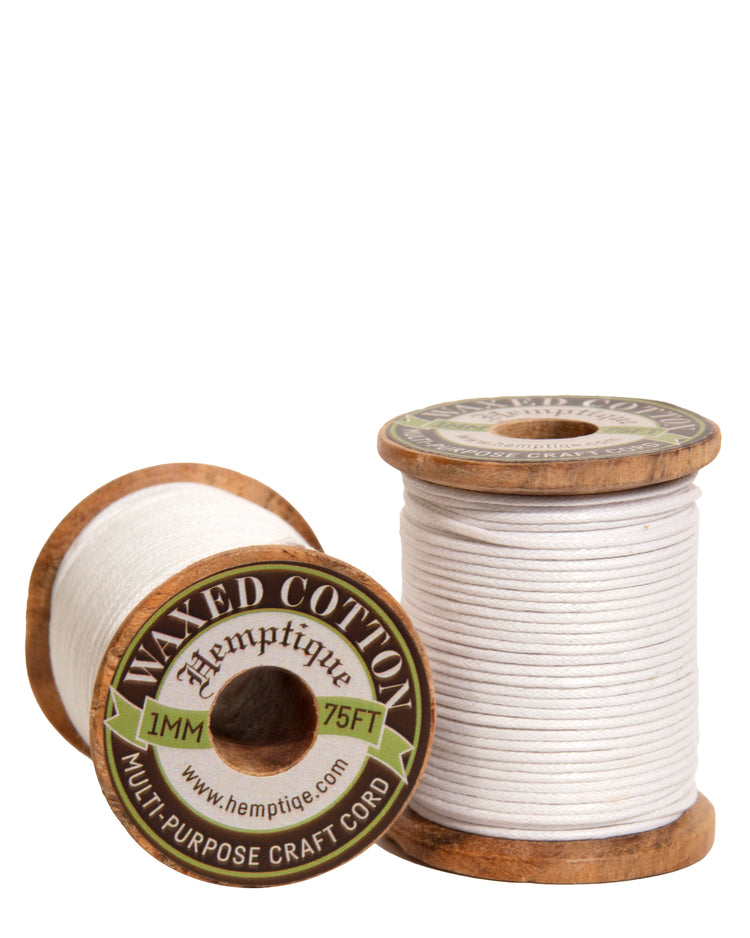 Cotton Cord White 1mm on Wood Spool 