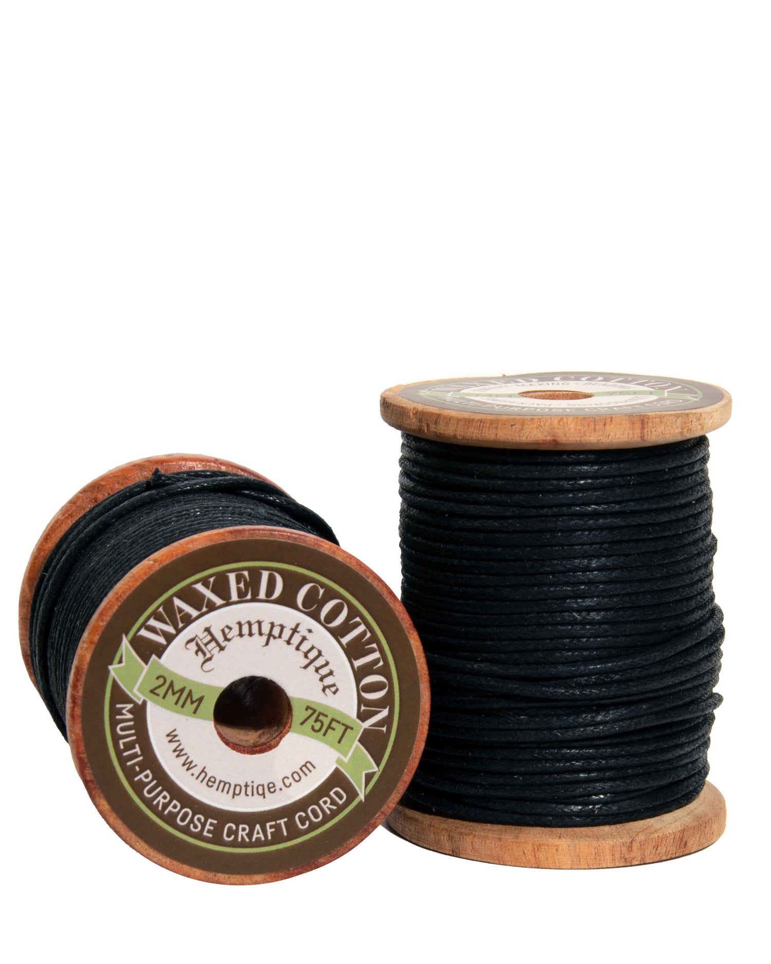 2mm Waxed Cotton Cord on Wood Spool 